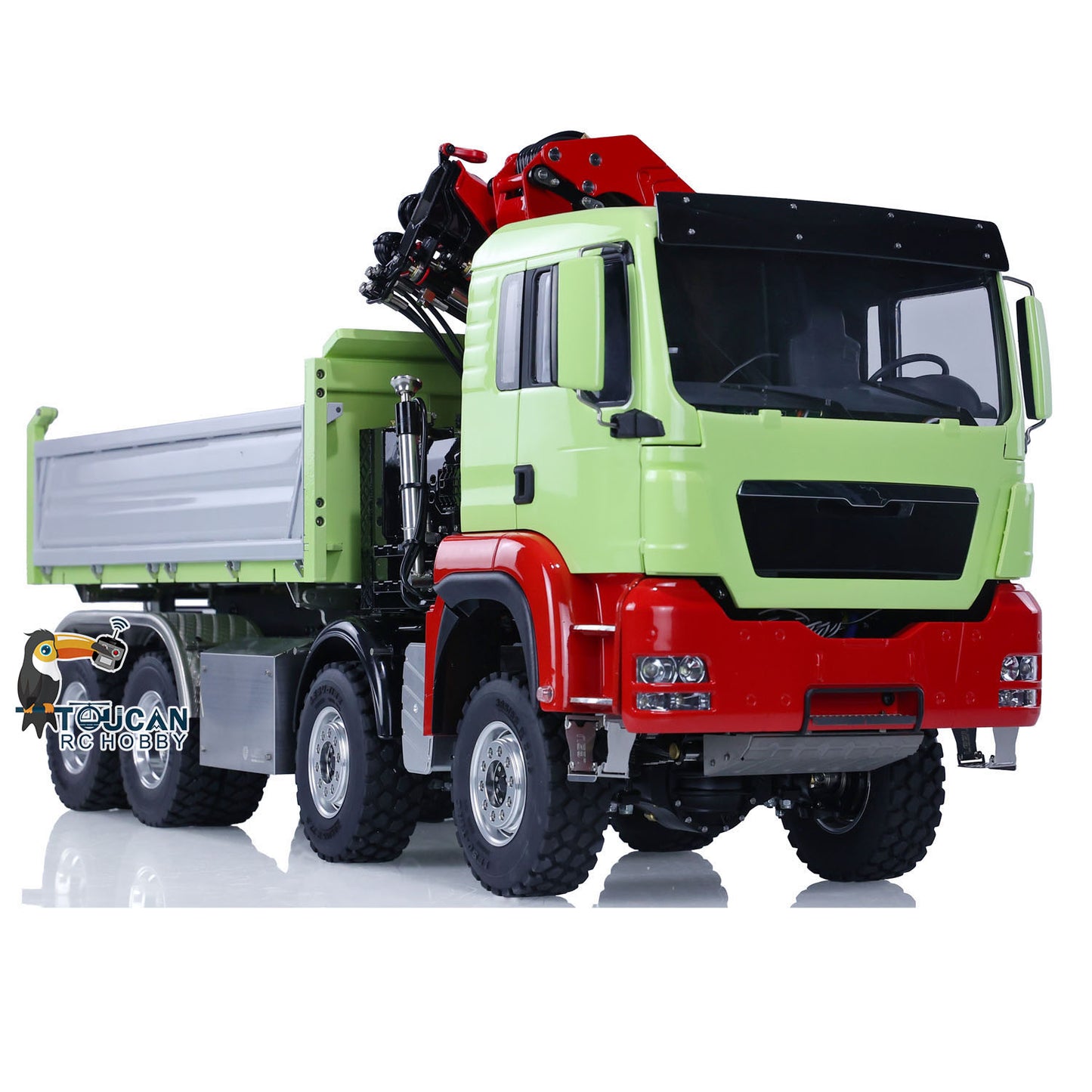 LESU 1/14 TGS 3-Ways RC Hydraulic Dump Truck 8X8 Painted Remote Control Crane Tipper Car 2Speed Gearbox 7CH Reversing Valve