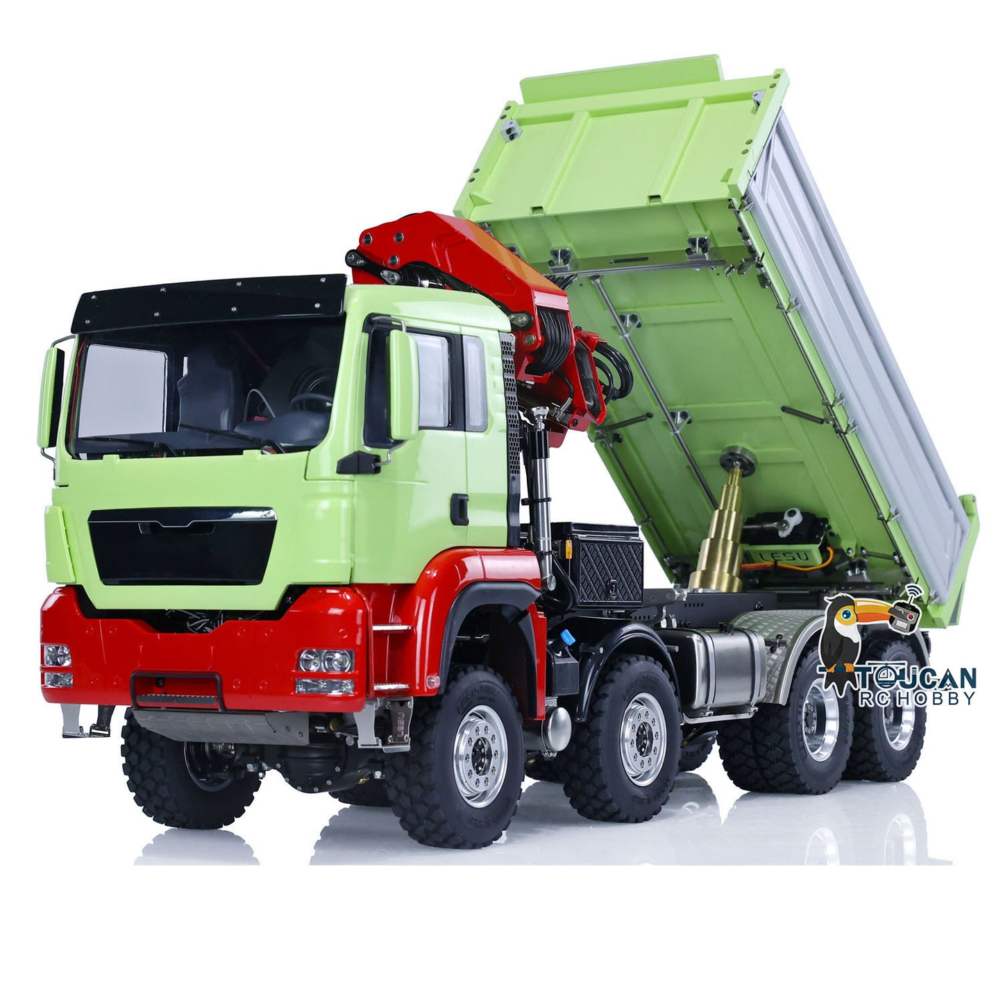 LESU 1/14 8*8 TGS 3-Ways RC Hydraulic Dump Truck Remote Control Crane Dumper PL18EV Ready to Run Light Sound System