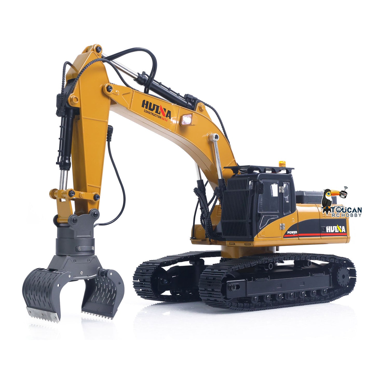 US STOCK HUINA New Upgrade 580 1/14 Metal Excavator Model Engineering Vehicle Electric Ball Grabber 360 Rotating Shear Claw Sound Lights