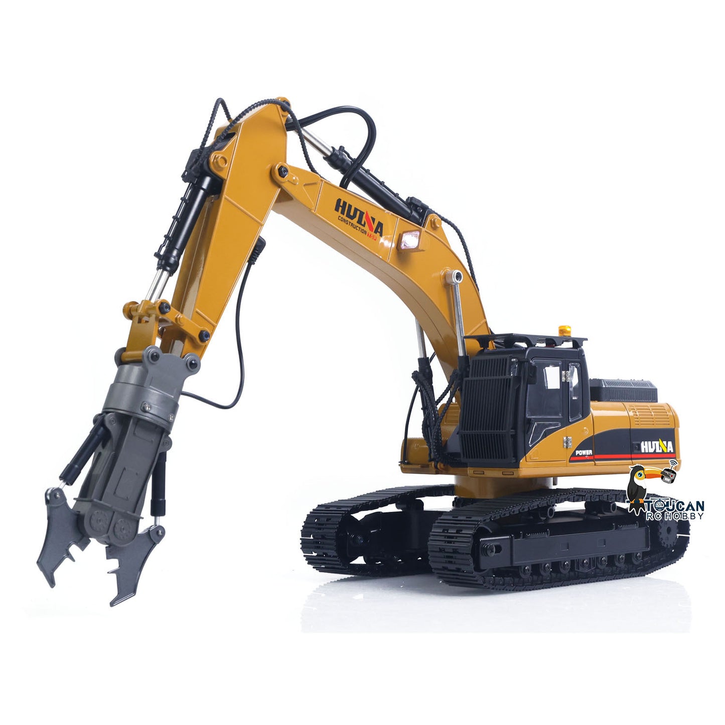 US STOCK HUINA New Upgrade 580 1/14 Metal Excavator Model Engineering Vehicle Electric Ball Grabber 360 Rotating Shear Claw Sound Lights