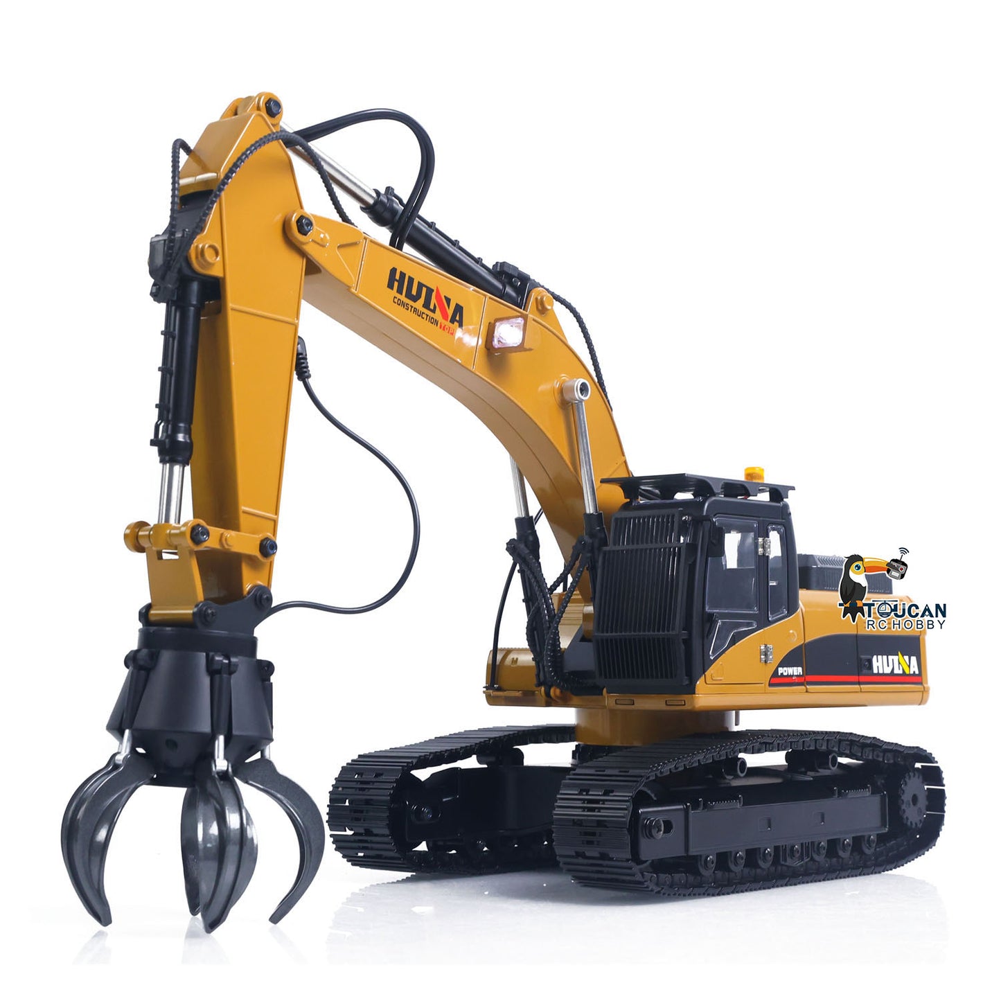 US STOCK HUINA New Upgrade 580 1/14 Metal Excavator Model Engineering Vehicle Electric Ball Grabber 360 Rotating Shear Claw Sound Lights