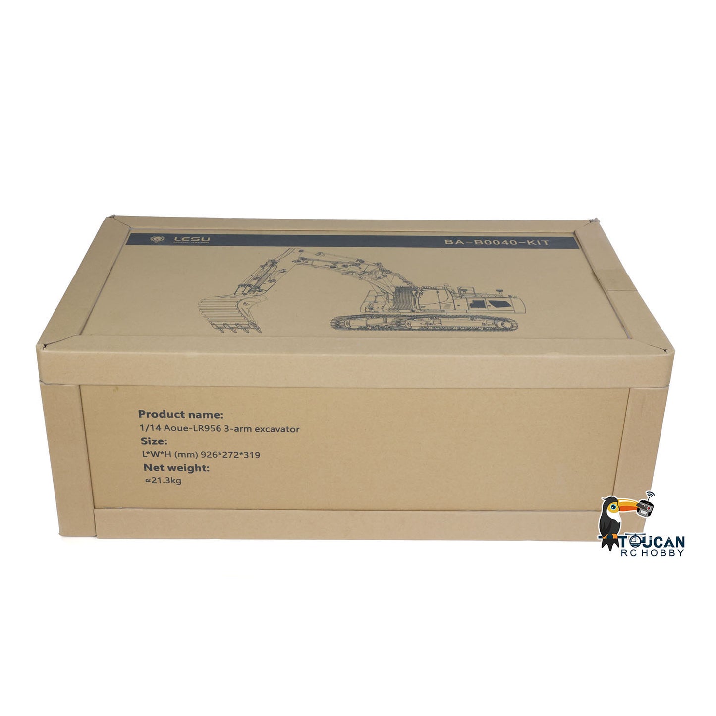 LESU Aoue LR956 1/14 Radio Controlled Dual Pumps Hydraulic Excavator KIT Metal 3 Arms RC Digger Model 4+3CH Valve Light GPS