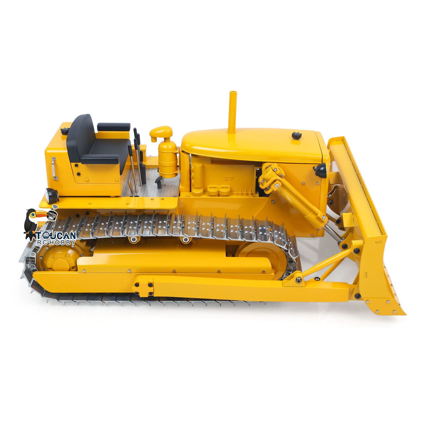 Metal 1/14 RC Hydraulic Bulldozer D7 Remote Control Dozer Model Engineering Vehicle Flysky Radio Light Sound System Battery