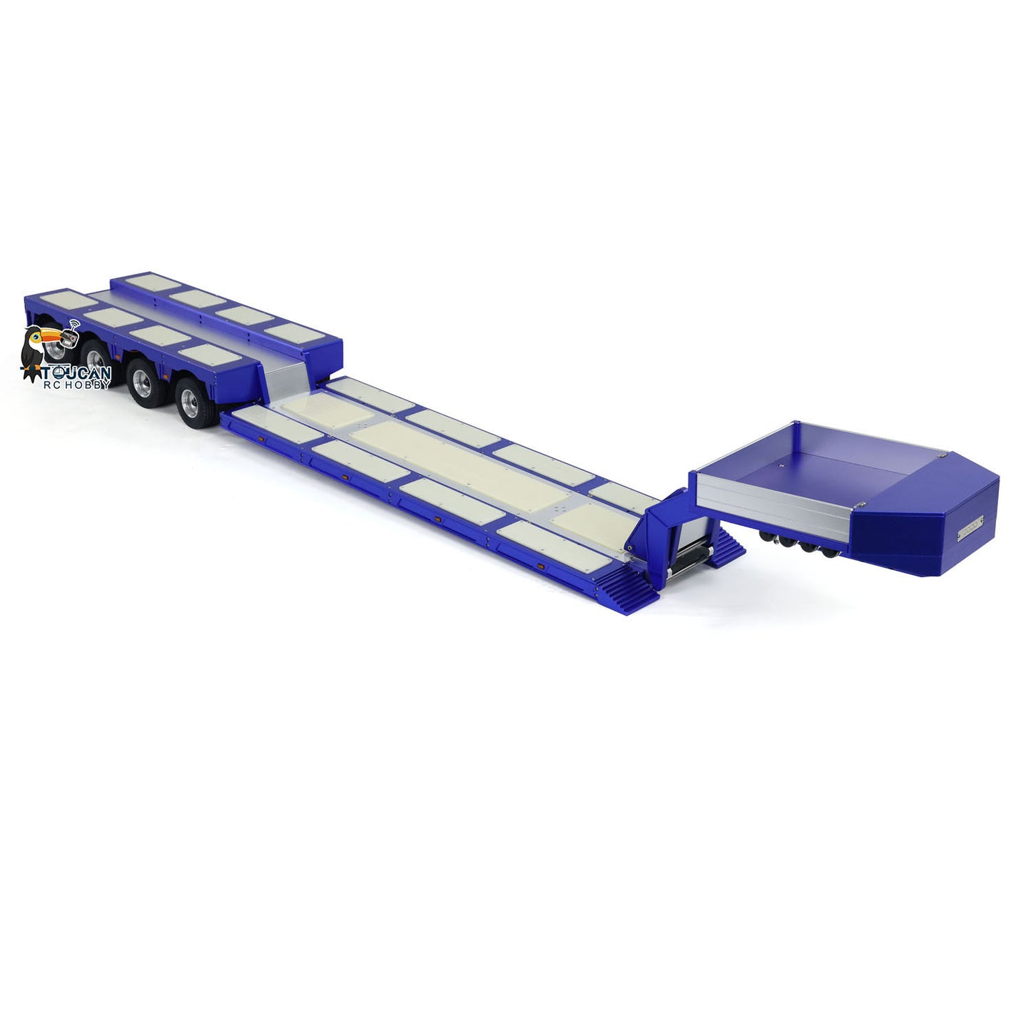 1/14 4 Axles RC Heavy Trailer DG-999 CNC Gooseneck Trailers for Tractor Truck Assembled Painted with Light System Load Weight 30kg