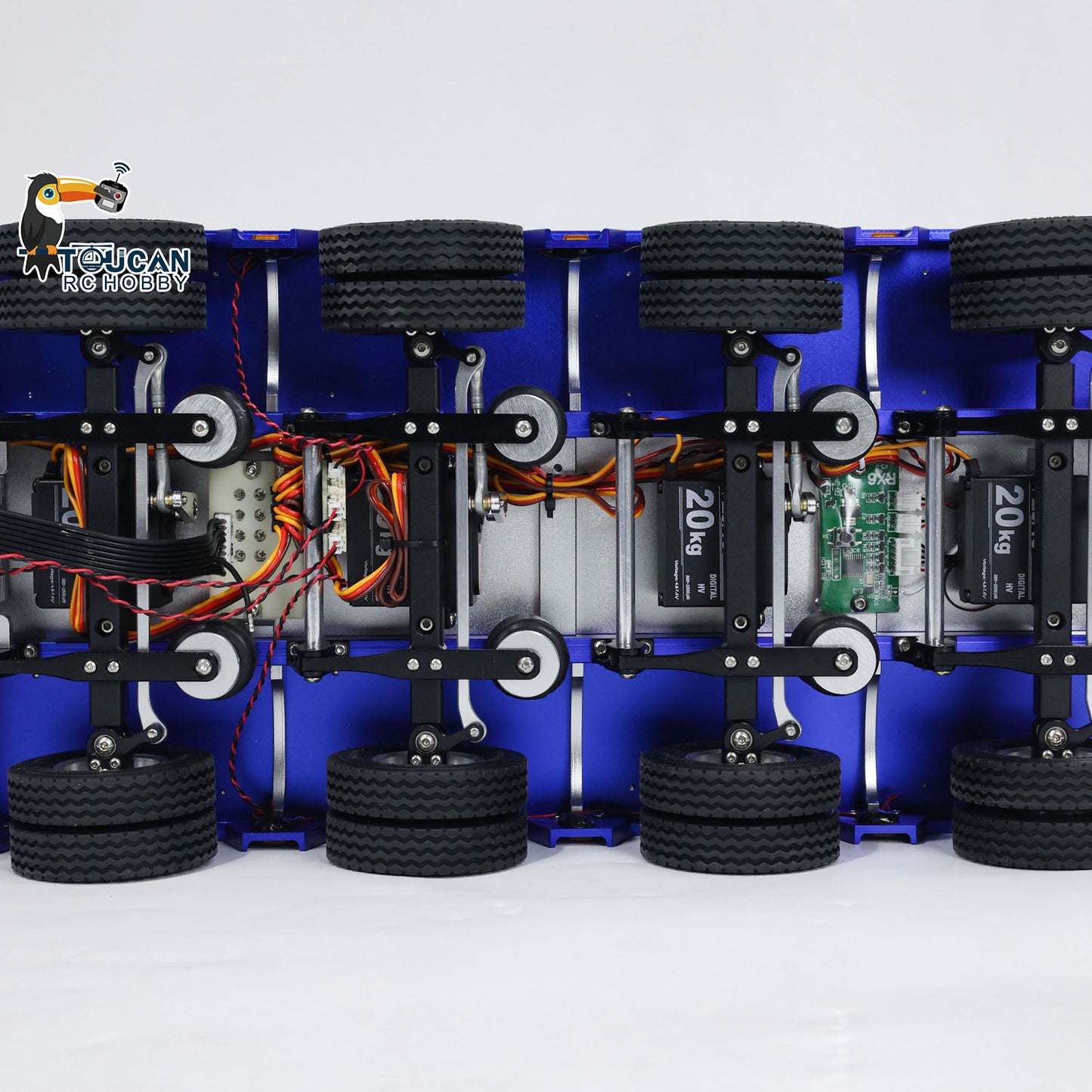 1/14 4 Axles RC Heavy Trailer DG-999 CNC Gooseneck Trailers for Tractor Truck Assembled Painted with Light System Load Weight 30kg