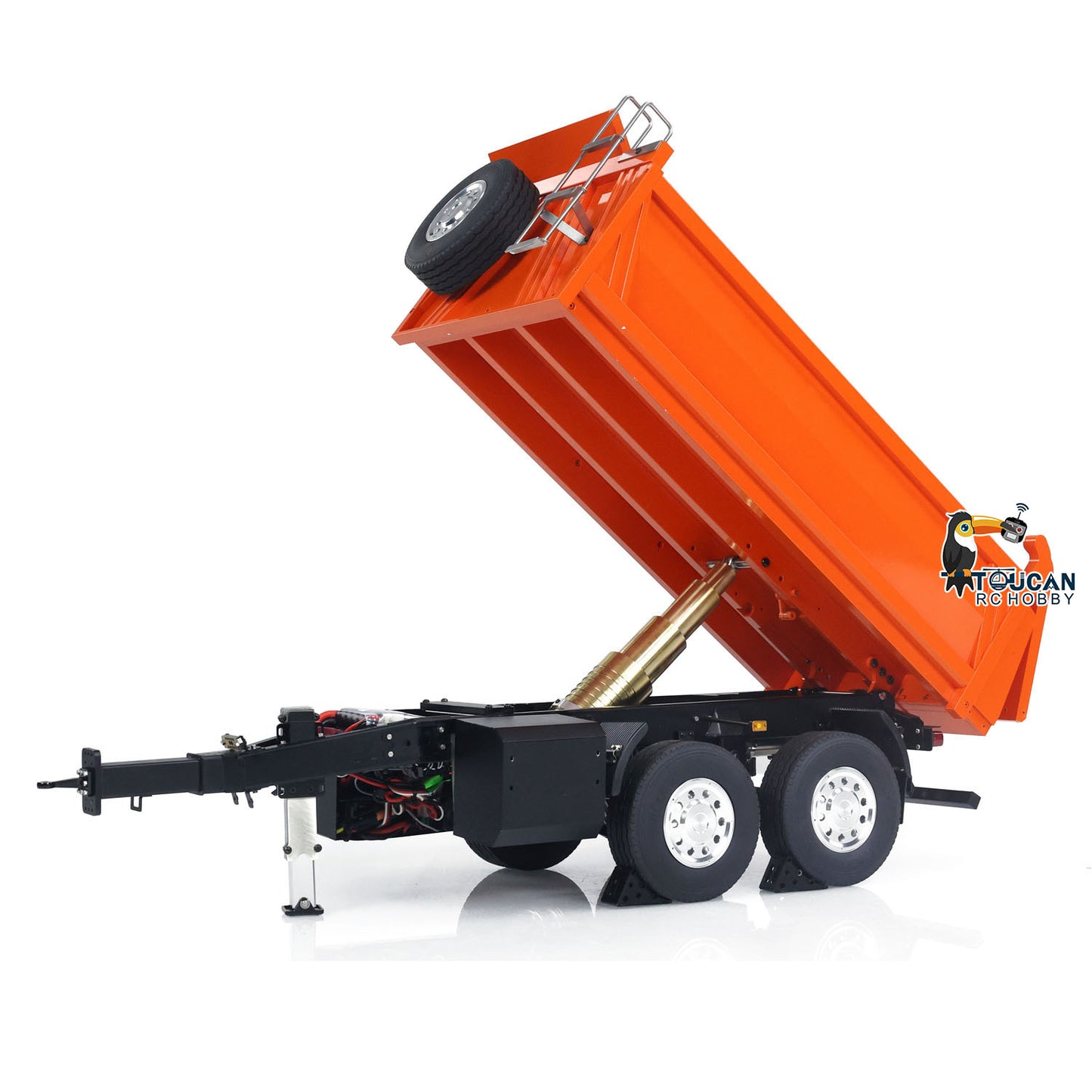 LESU Metal 1/14 2-Axle RC Hydraulic Equipment Radio Controlled Self-dumping Simulation Full Trailer Painted DIY Models