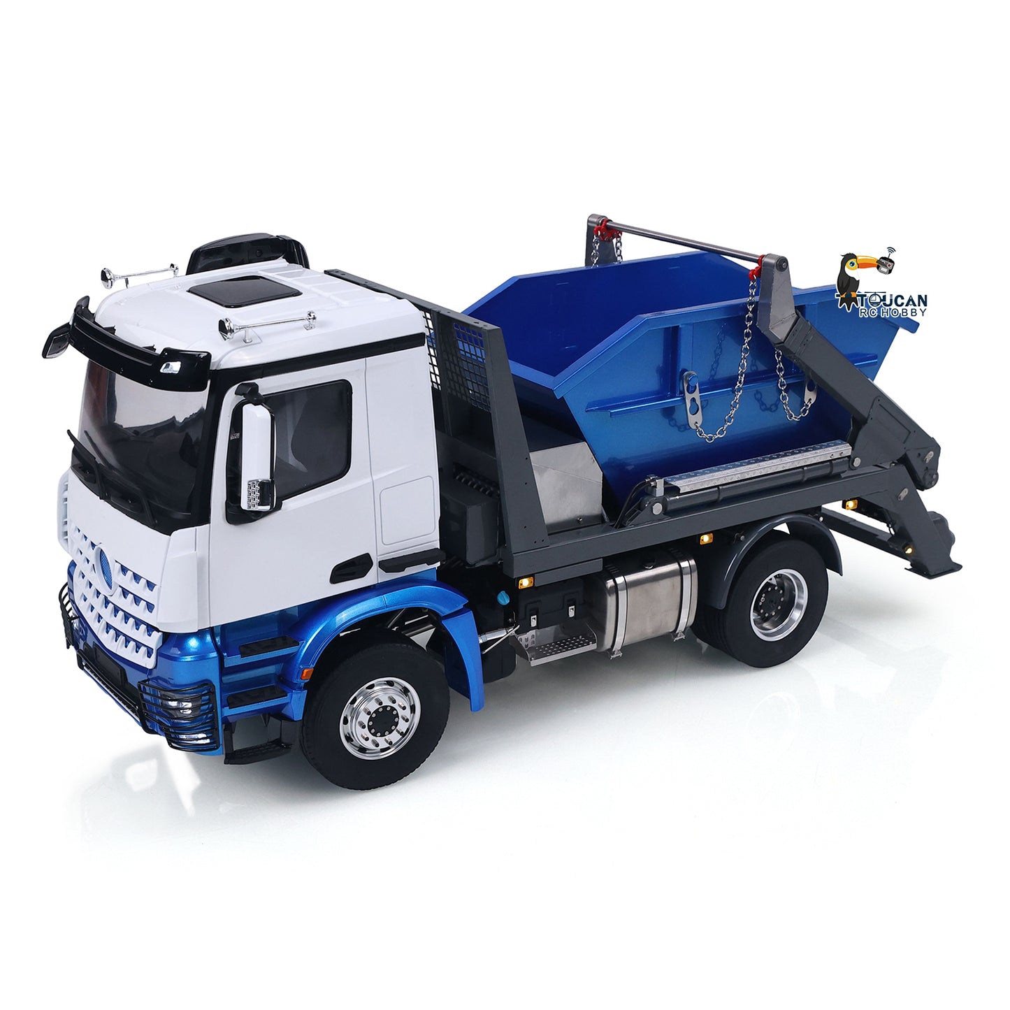 3Speed LESU Skip Loader 3363 Metal 4X4 Chassis 1/14 RC Hydraulic Swing Arm Garbage Dump Truck Light Sound Hub Reduction Axle