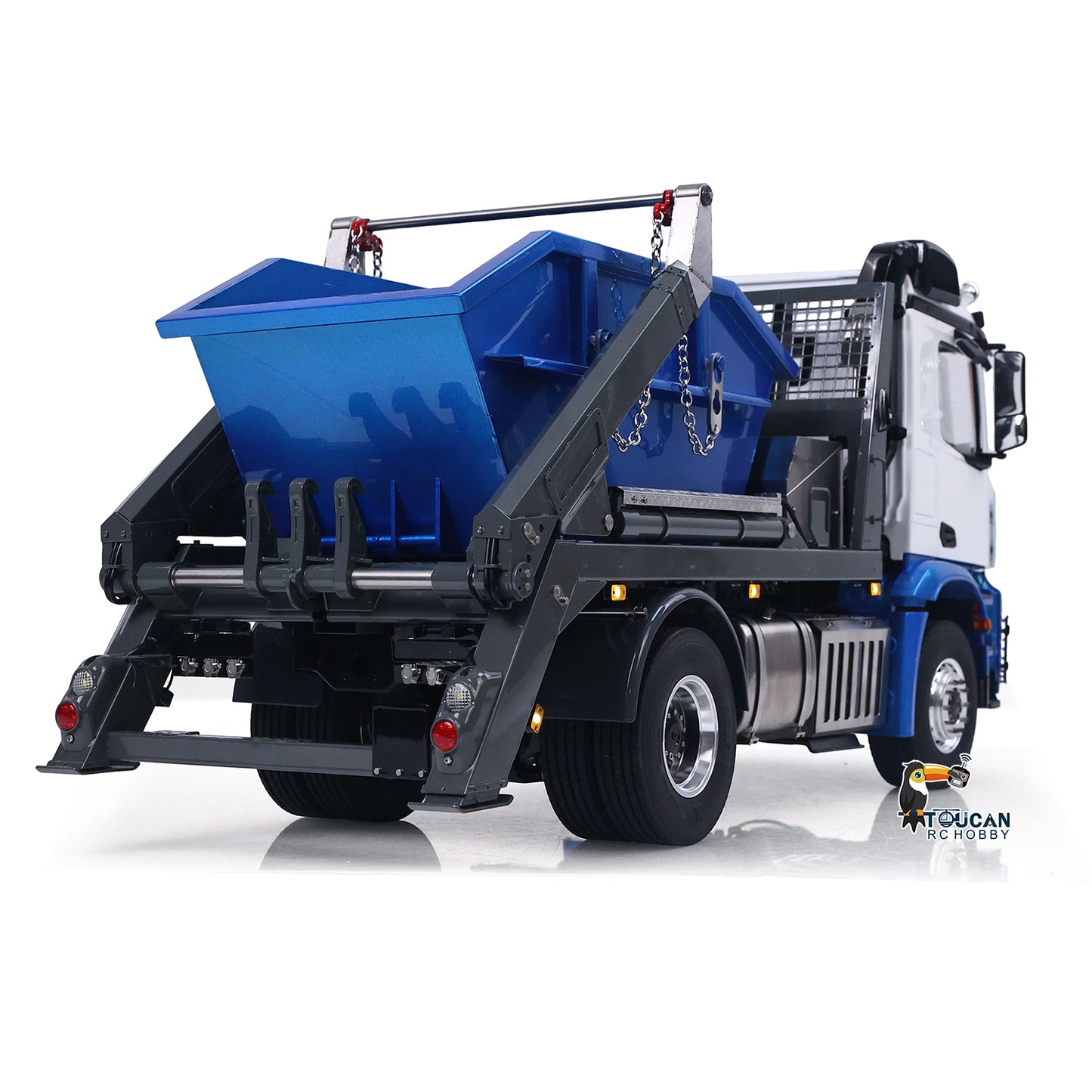 3Speed LESU Skip Loader 3363 Metal 4X4 Chassis 1/14 RC Hydraulic Swing Arm Garbage Dump Truck Light Sound Hub Reduction Axle