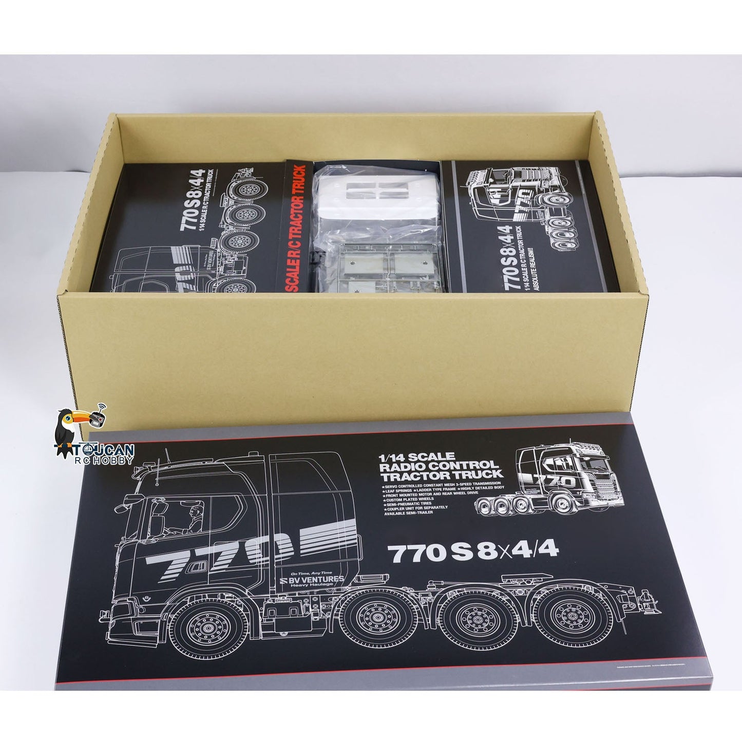 1/14 8X4 770S 56371 RC Tractor Truck Radio Control Car Simulation Model Kit 3-speed Gearbox Motor Unassembled Unpainted