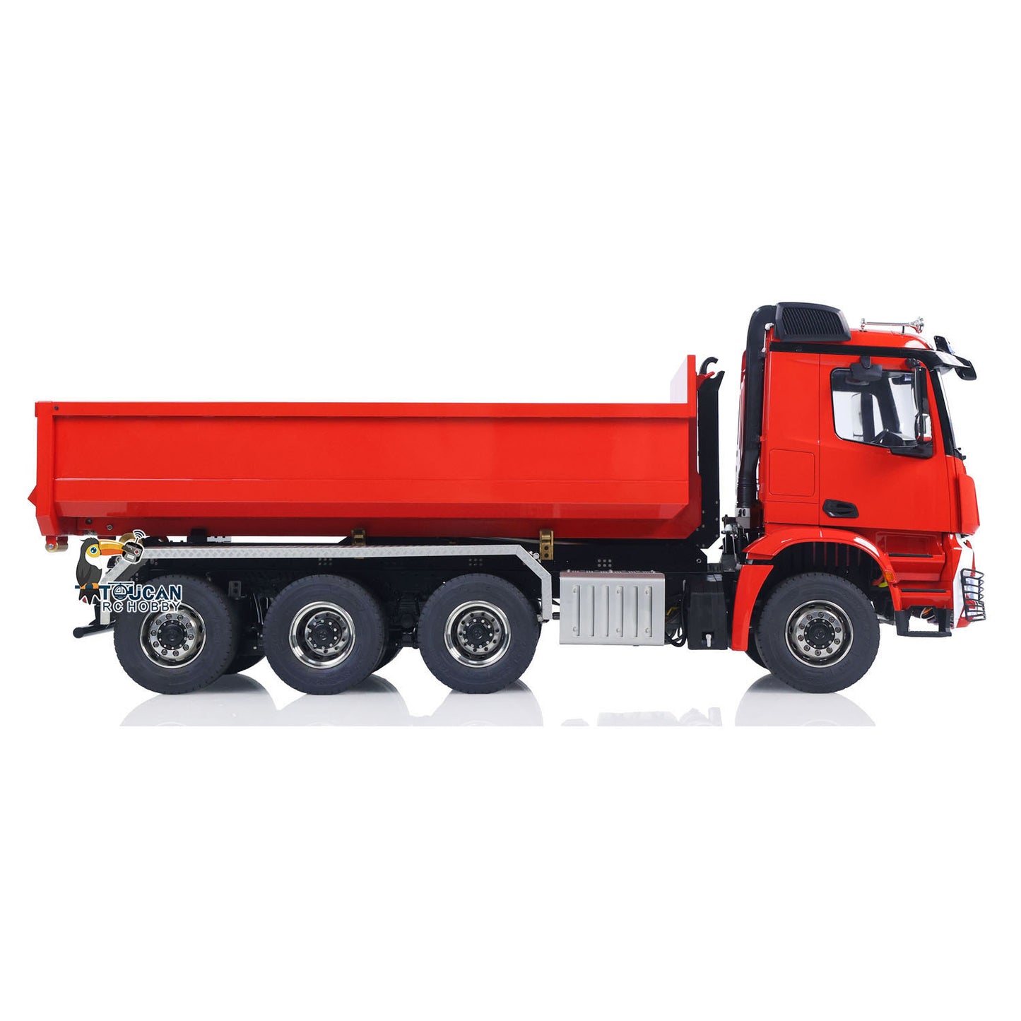 1/14 8x8 RC Hydraulic Roll On Full Dump Truck Remote Control Dumper Car with U-shaped Short Bucket ESC Servo Motor