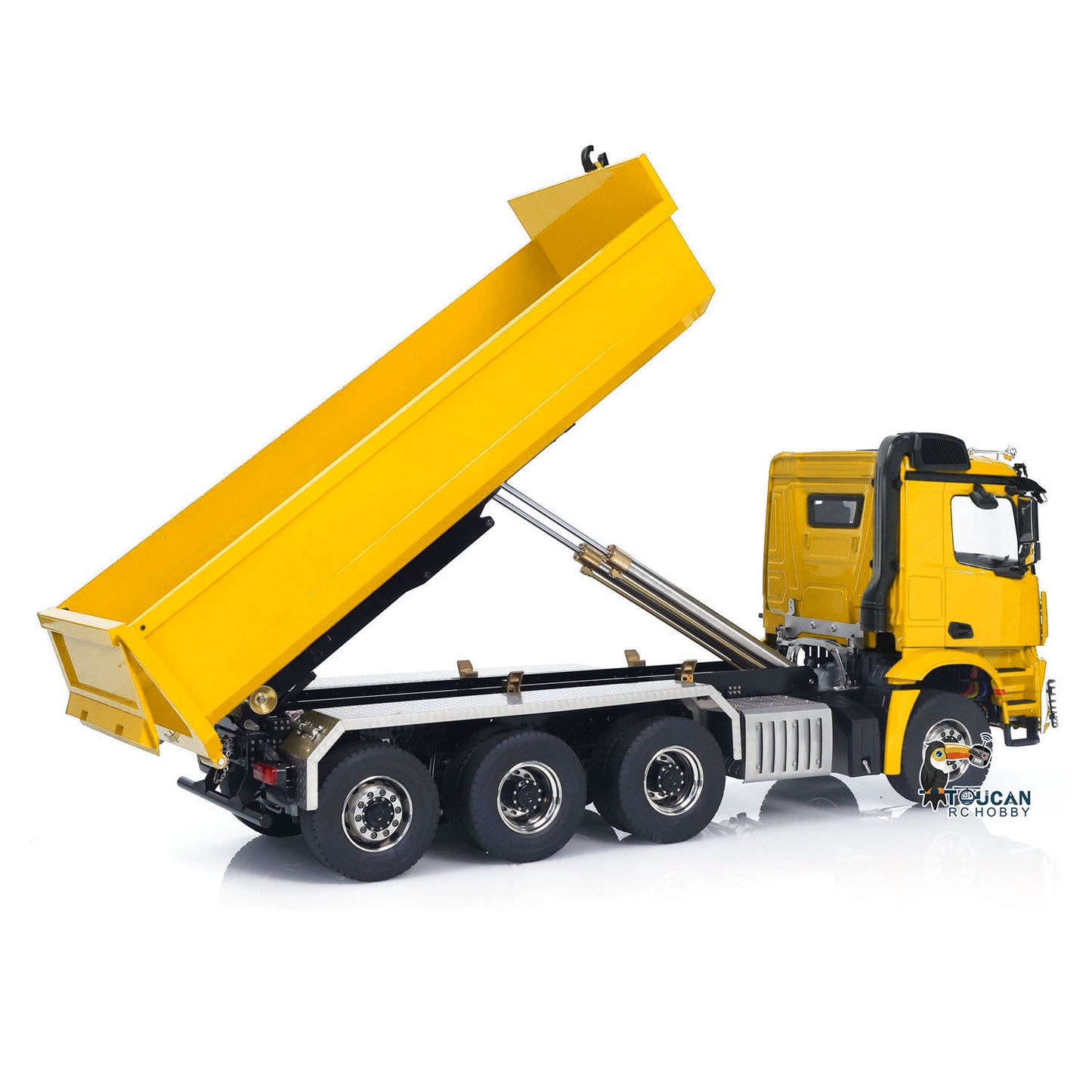 1/14 8x8 RC Hydraulic Dumper Car Roll On Full Dump Rear Axle Steering with U-shaped High Short Standard Bucket Timber Flatbed