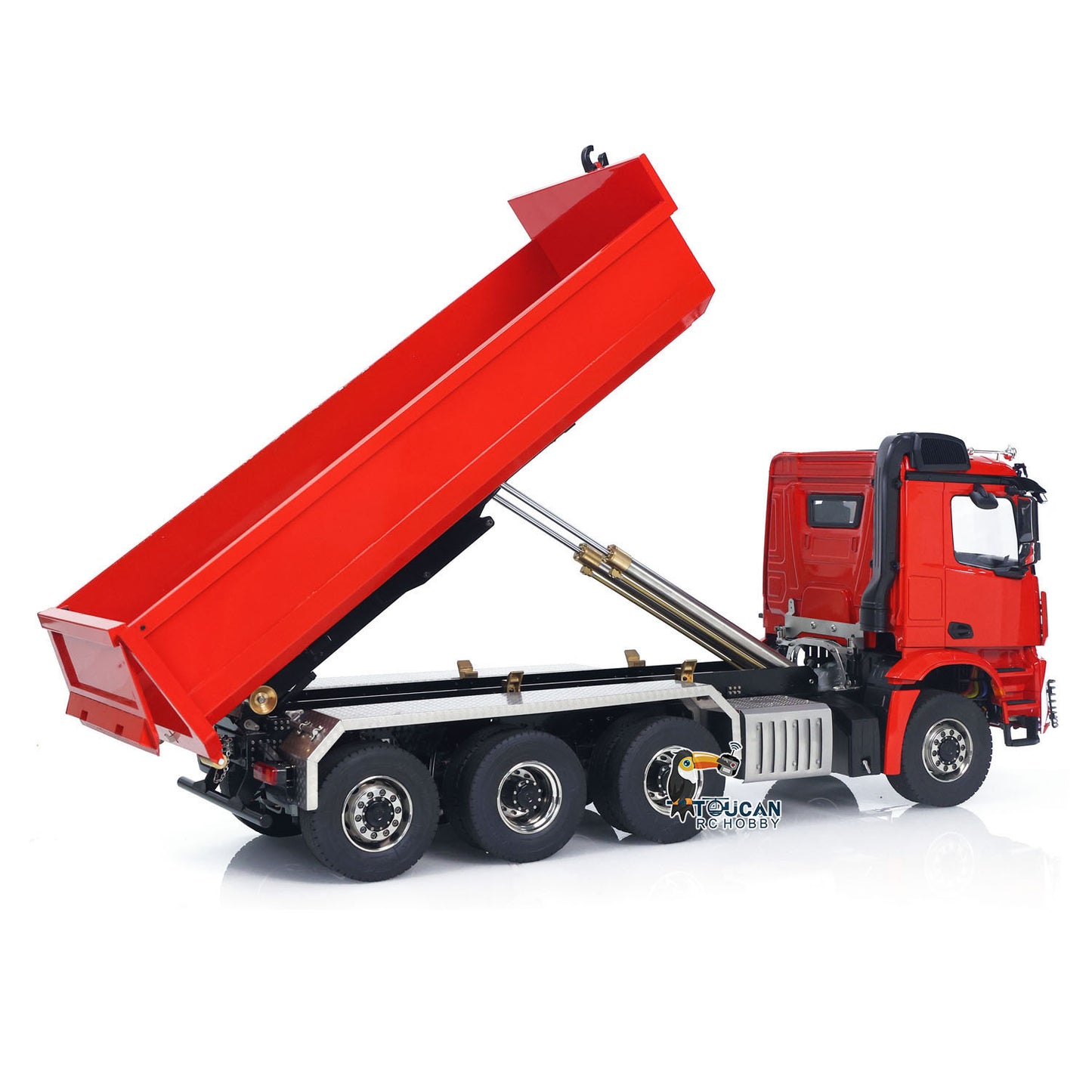 1/14 8x8 RC Hydraulic Roll On Full Dump Truck Remote Control Dumper Car with U-shaped Short Bucket ESC Servo Motor