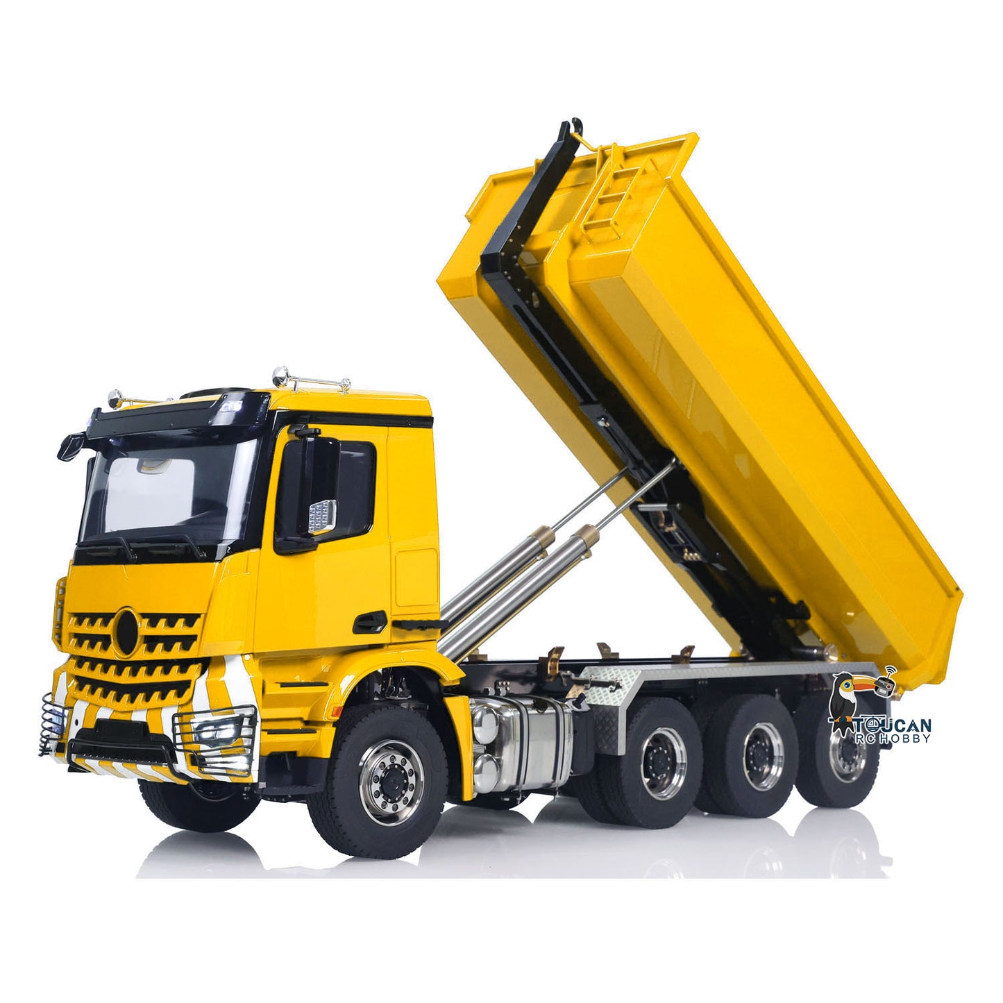 1/14 8x8 RC Hydraulic Dumper Car Roll On Full Dump Rear Axle Steering with U-shaped High Short Standard Bucket Timber Flatbed