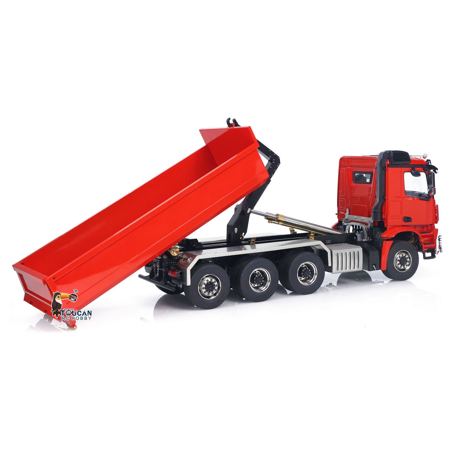 1/14 8x8 RC Hydraulic Roll On Full Dump Truck Remote Control Dumper Car with U-shaped Short Bucket ESC Servo Motor