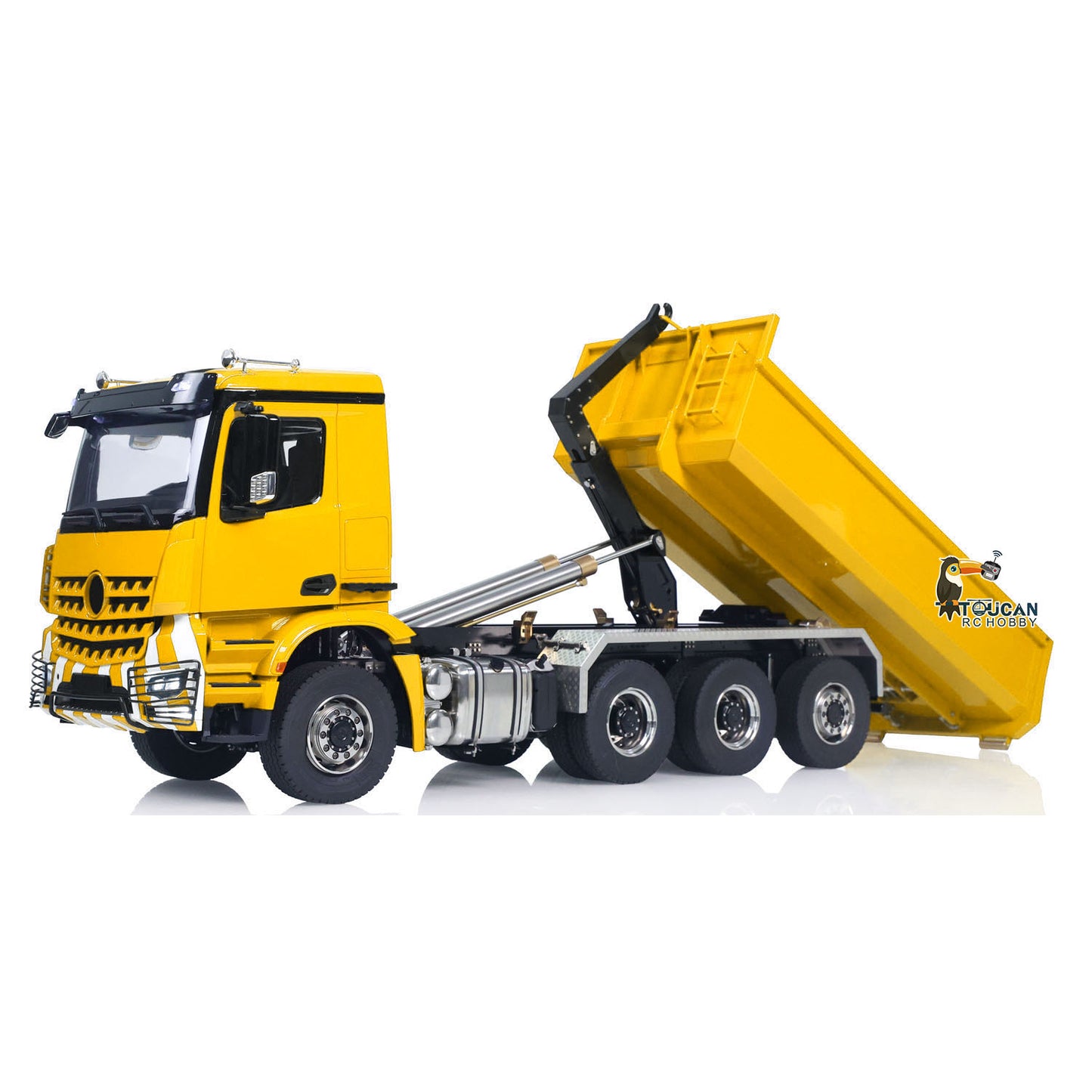 1/14 8x8 RC Hydraulic Dumper Car Roll On Full Dump Rear Axle Steering with U-shaped High Short Standard Bucket Timber Flatbed
