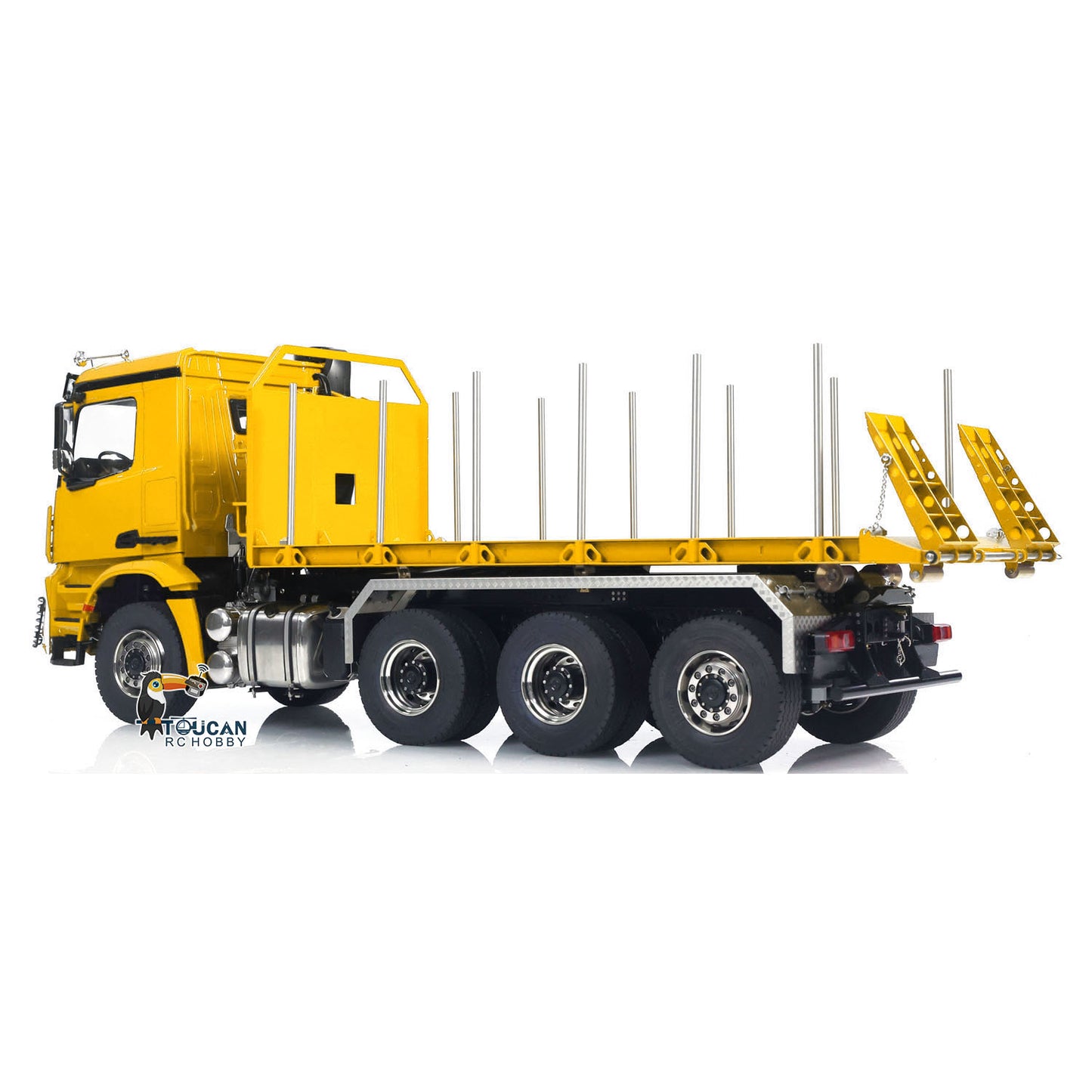1/14 8x8 RC Hydraulic Dumper Car Roll On Full Dump Rear Axle Steering with U-shaped High Short Standard Bucket Timber Flatbed