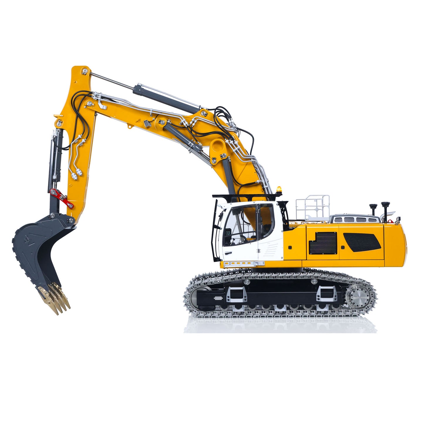 LESU Dual Pumps 1/14 RC Hydraulic Excavator LR956 Remote Control Metal 3 Arms Digger Model 4+3CH Valve Light Brushless Motor GPS without Radio System