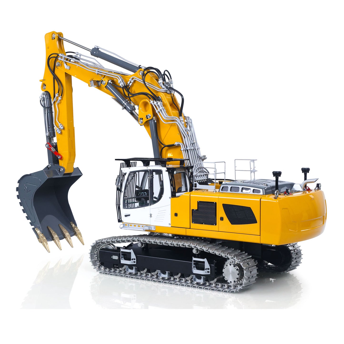 LESU Dual Pumps 1/14 RC Hydraulic Excavator LR956 Remote Control Metal 3 Arms Digger Model 4+3CH Valve Light Brushless Motor GPS without Radio System