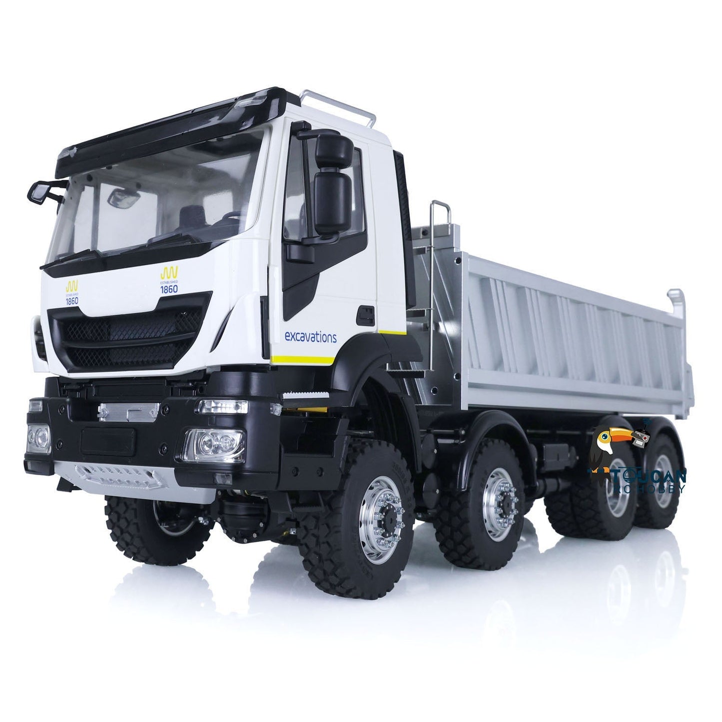 LESU 1/14 Scale 8X8 RC Dump Truck Hydraulic Tipper Radio Control Car Painted for Radio Control Dumper Truck Model Sound Light System Motor Servo ESC