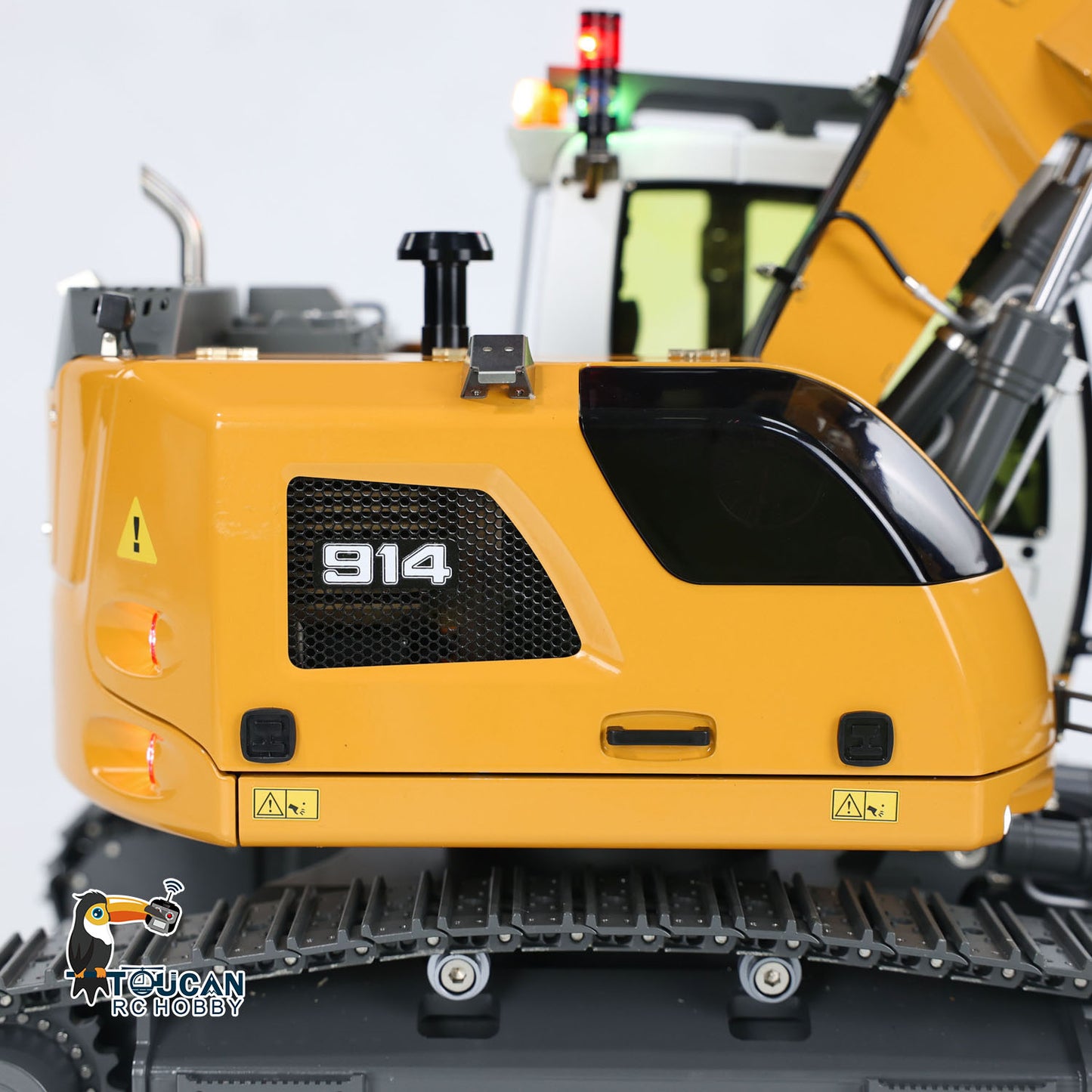 CUT Model 1/14 RC Hydraulic Excavator 914 5CH Valve Metal Remote Control Digger Warning Light Flysky ST8 Radio Sound System