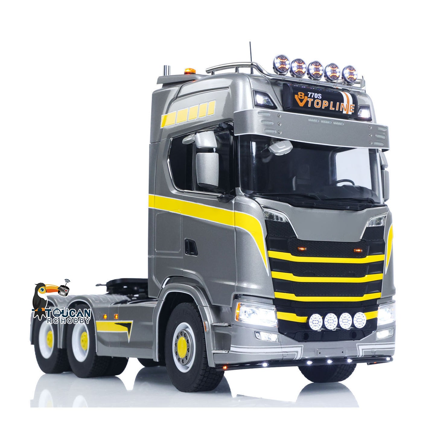 TOUCAN 1/14 RC Tractor Truck 770S RTR 3Speed Lorry 6X6 Metal Chassis Axle Locks Smoke Sound Light Chassis Suspension ST8 Battery