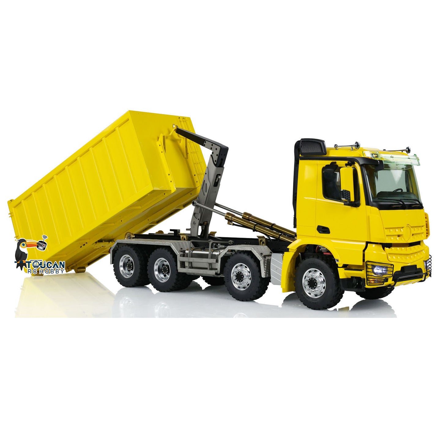 LESU 8x8 1/14 Hydraulic RC Dump Truck Remote Controlled Roll On/Off Metal Waste Bin Tipper Simulation Cars Hobby Models