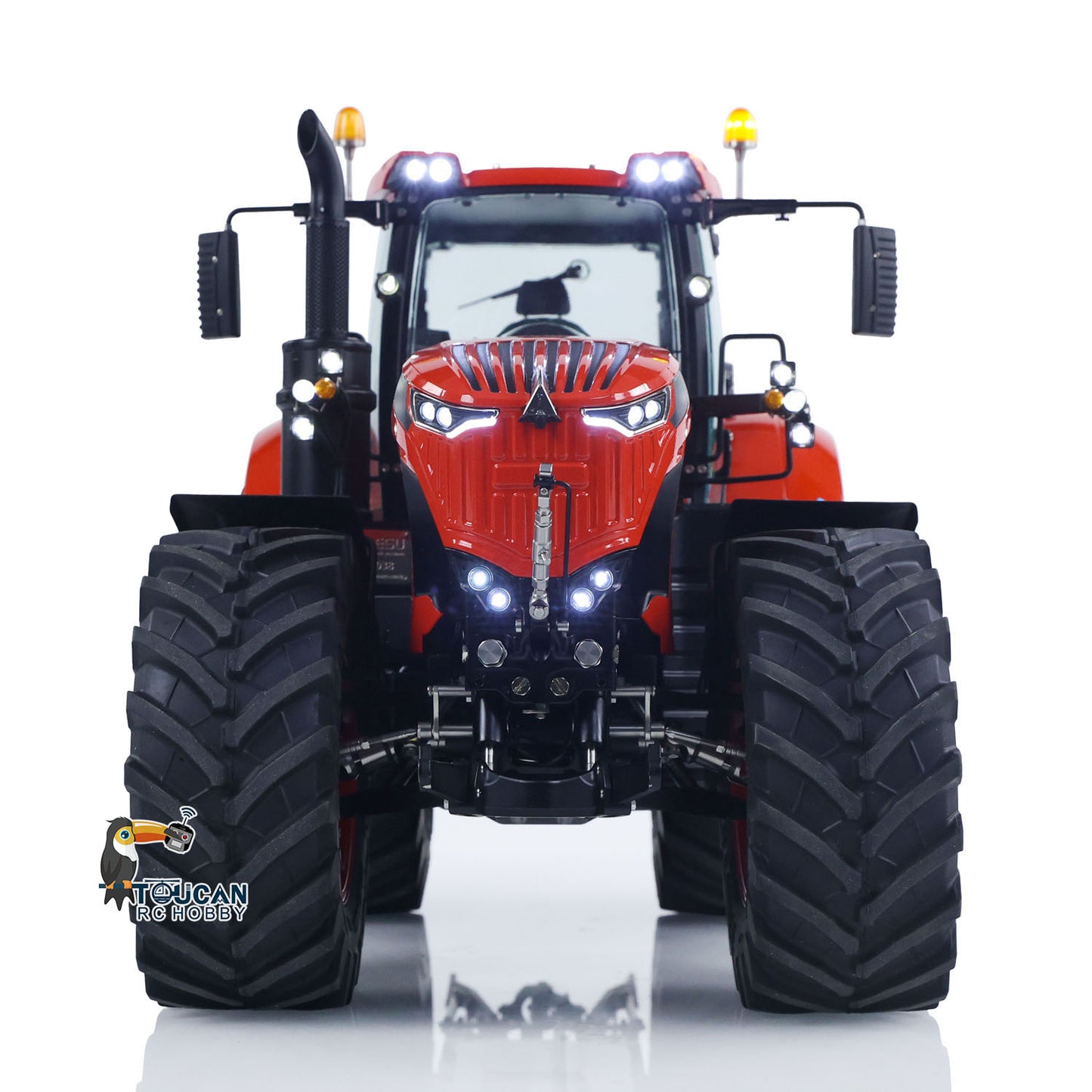 LESU 4x4 Metal 1/14 RC Hydraulic Tractor Car AOUE 1050 Radio Controlled Farm Truck Light Smoking Simulation Sound Differential