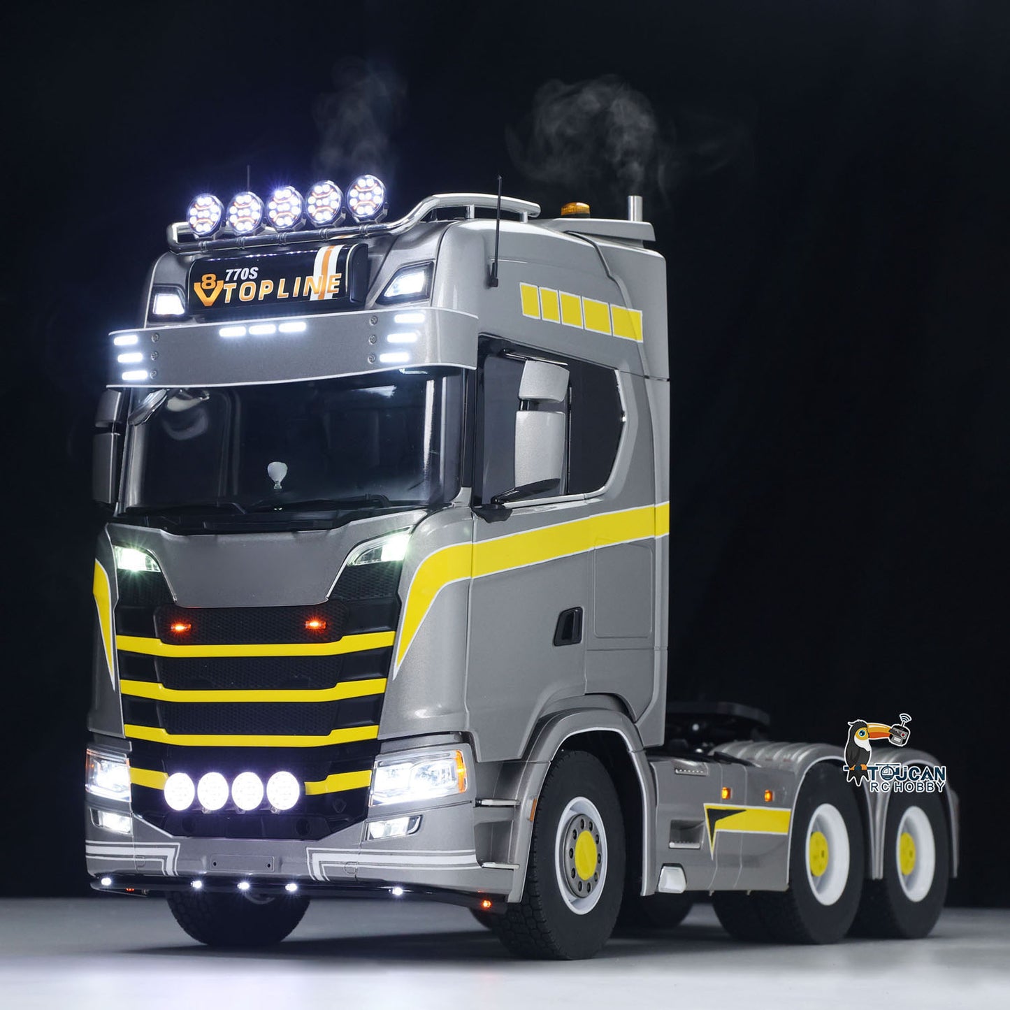 TOUCAN 1/14 RC Tractor Truck 770S RTR 3Speed Lorry 6X6 Metal Chassis Axle Locks Smoke Sound Light Chassis Suspension ST8 Battery