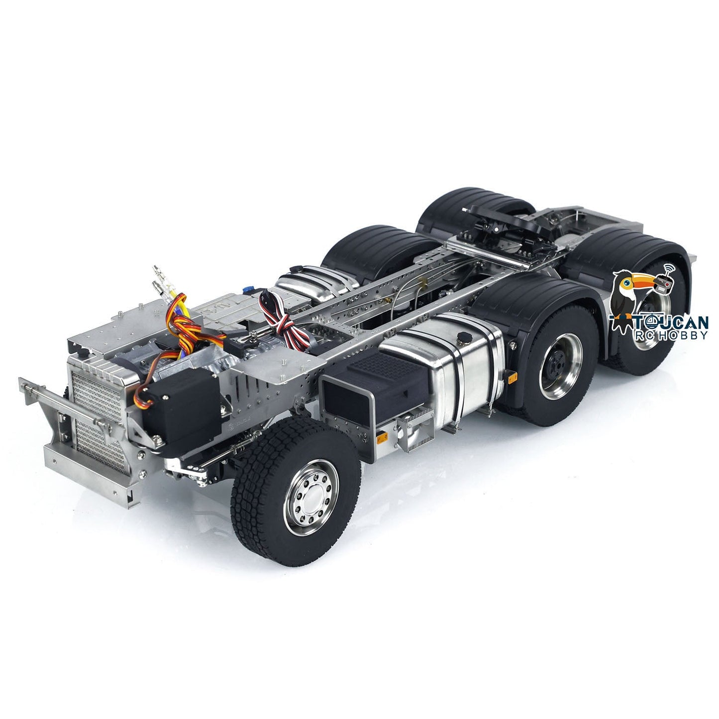 1/14 6x6 Metal Chassis 3-speed for RC Tractor FH16 Remote Controlled Truck Car Parts with ESC Rear Axle Gearbox Lifting System