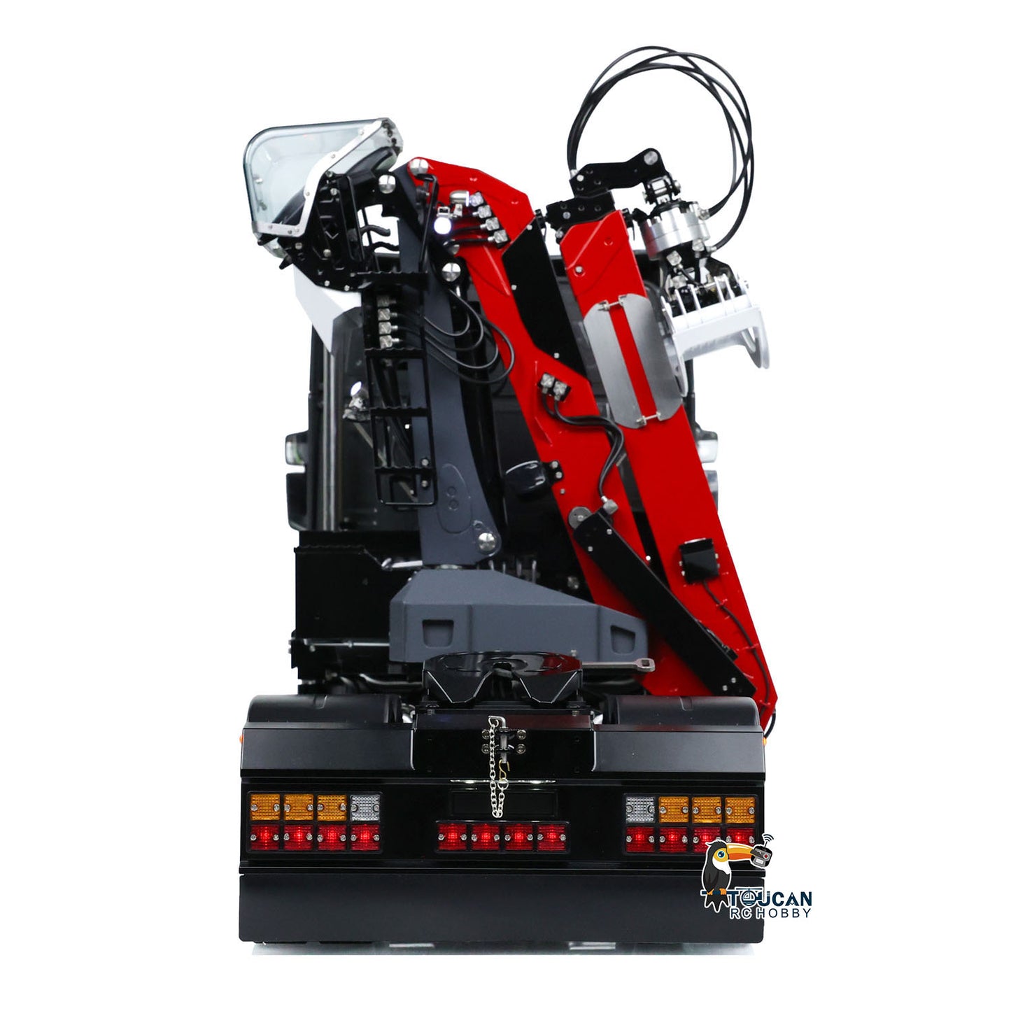Toucan 1/14 6x6 RC Metal Tractor Truck 3-axle Hydraulic Crane Logging Trailer Light Sound Smoke System Customized Lorry Vehicle for Model Collector