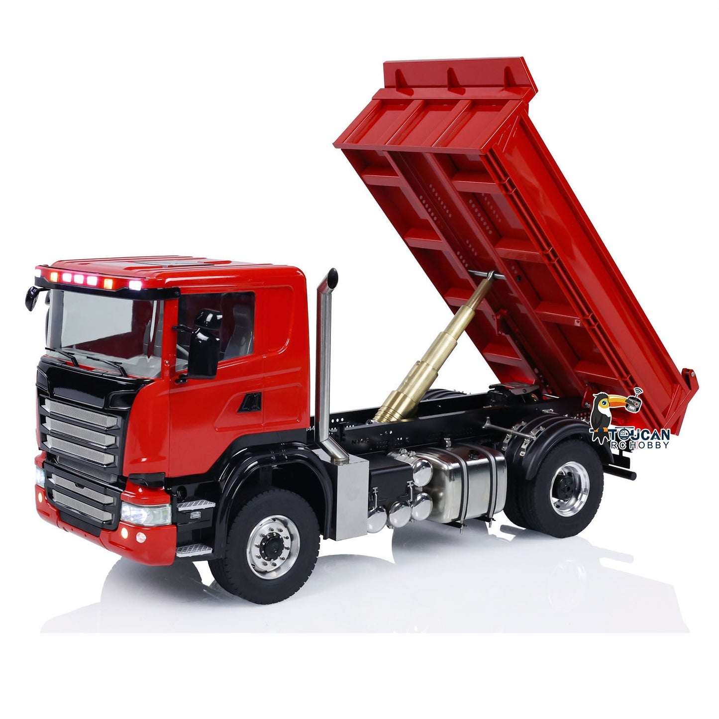 1/14 4*4 RC Hydraulic Dumper Car Remote Control Dump Truck Metal Tipper Electric Model FlySky I6S with 3-speed Transmission