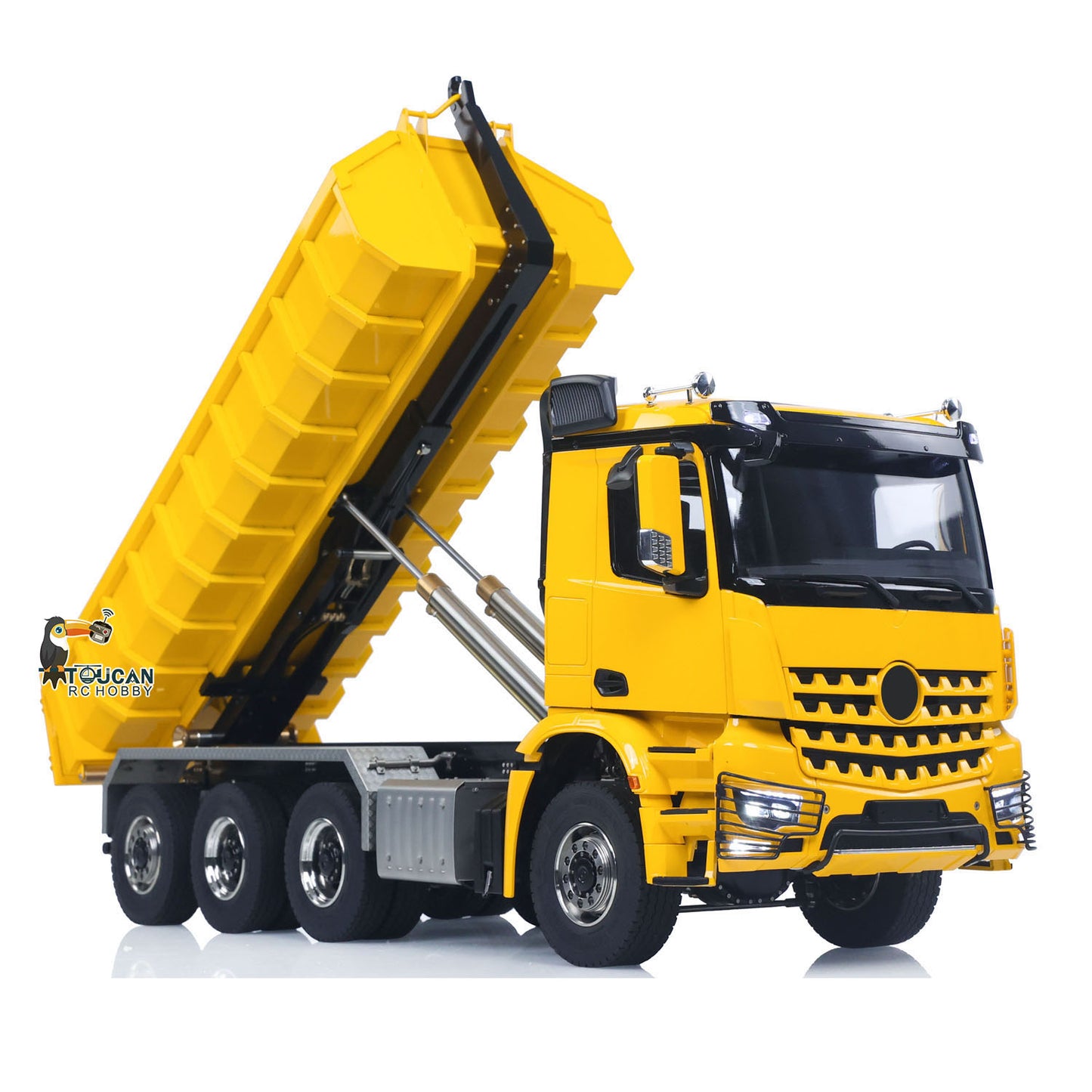 1/14 8x8 RC Hydraulic Dumper Car Roll On Full Dump Rear Axle Steering with U-shaped High Short Standard Bucket Timber Flatbed