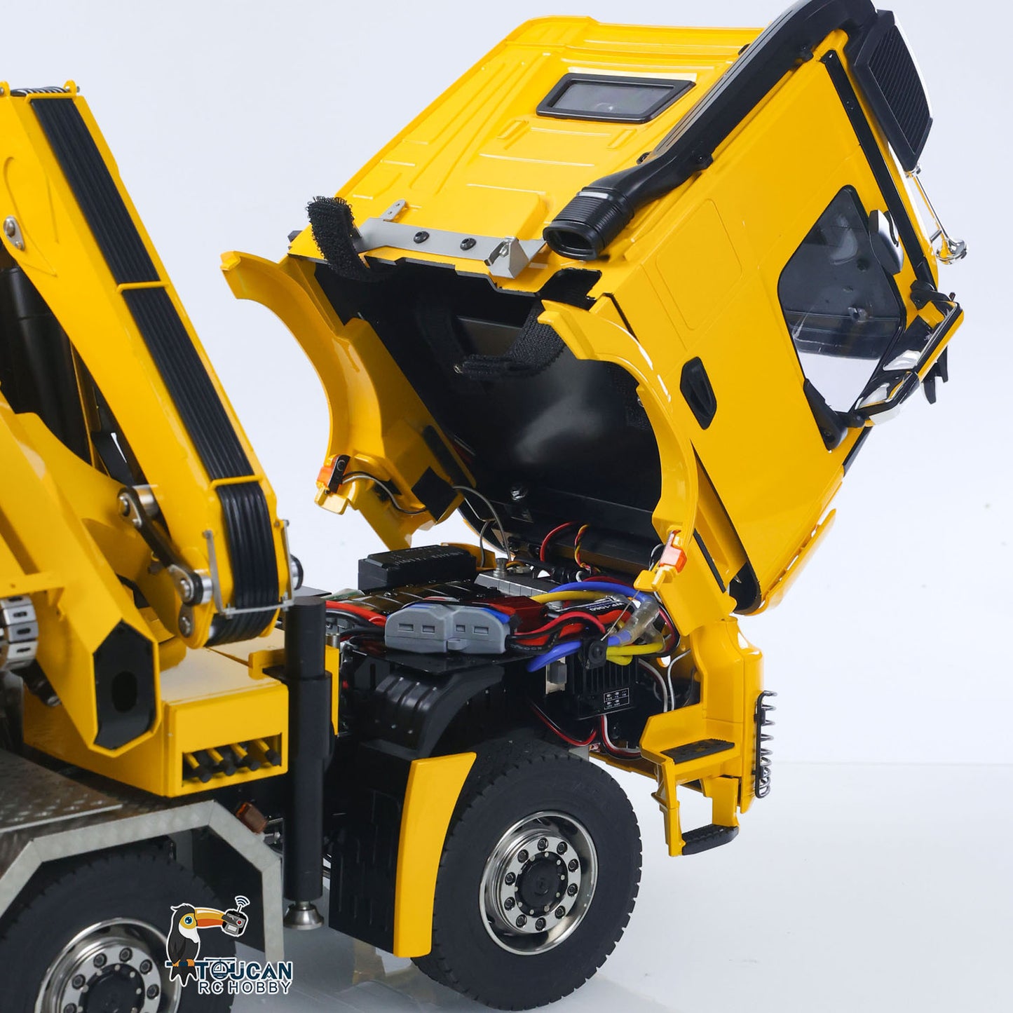 1/14 10x10 Remote Control Hydraulic Crane Dump Truck RC Full Dumper Rear Axle Lifting HobbyWing Brushed Motor 9CH Steel Valve