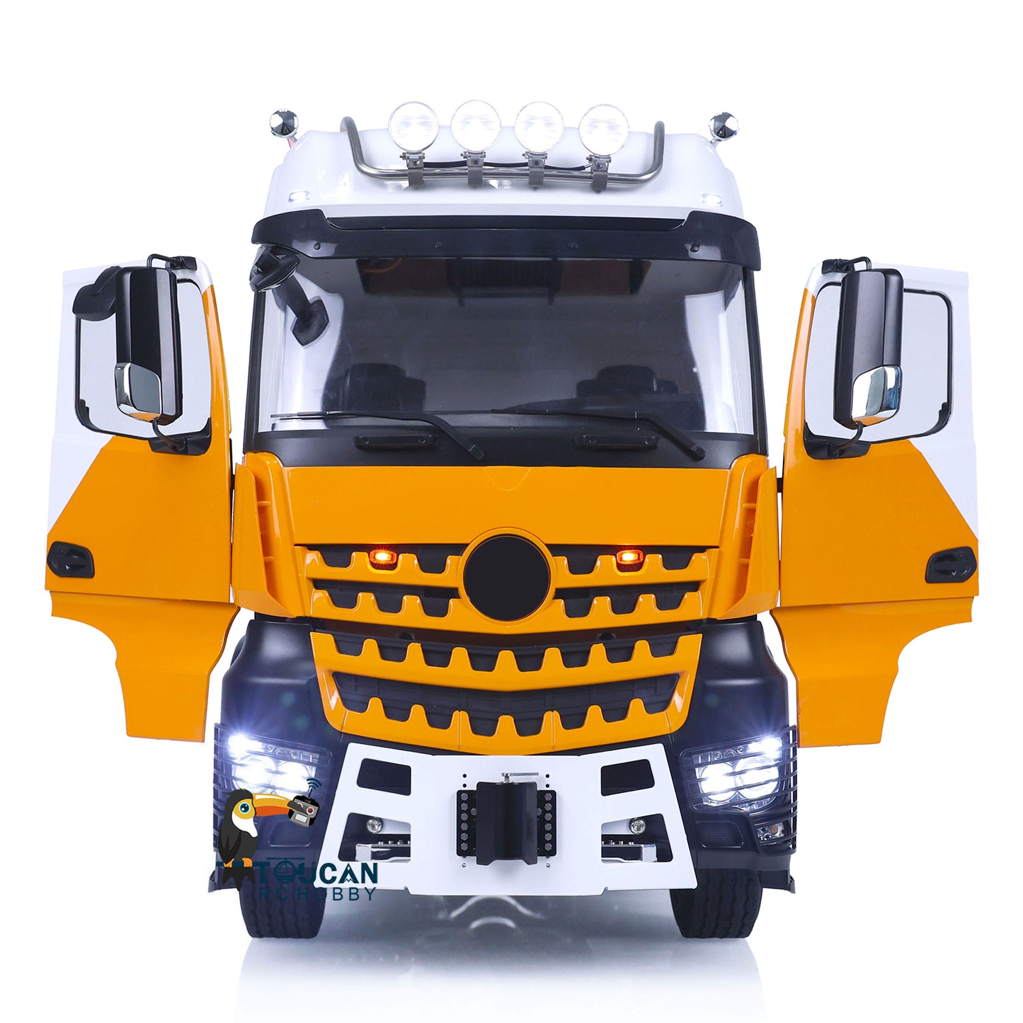 LESU 1/14 Metal Chassis with Painted Assembled Cabin RTR RC Tractor Trucks for Remote Control Cars Roof Head Rotating Light Sound