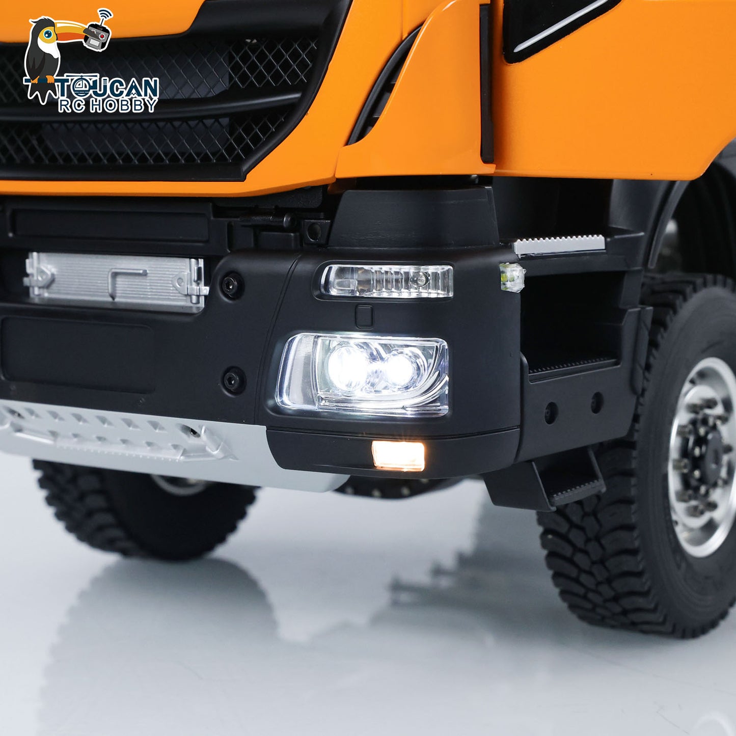 1/14 6x6 Metal RC Tractor Truck Painted Assembled Electric Radio Controlled Car Model Sound LED Light 50x18.2x25cm