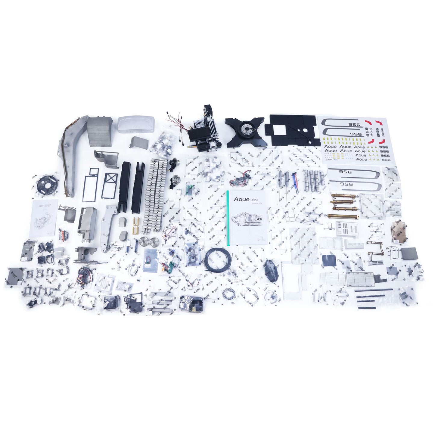 LESU AOUE 2Arms LR956 1/14 RC Hydraulic Excavator Metal KIT Radio Controlled Digger Model 4MPA Dual Pumps Light 6CH Valve Brushless Motor