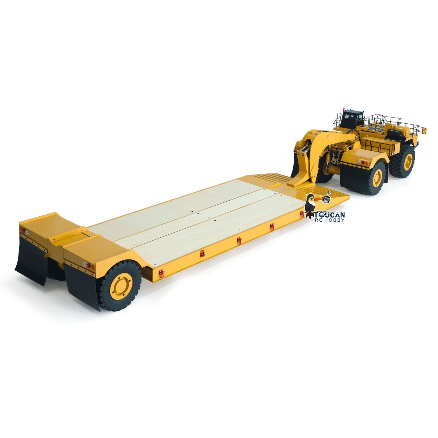 1.8Meters Long! Metal 1/20 RC Heavy Duty Hydraulic Mining Trailer C739D PRO Gooseneck Car Remote Control Construction Vehicle