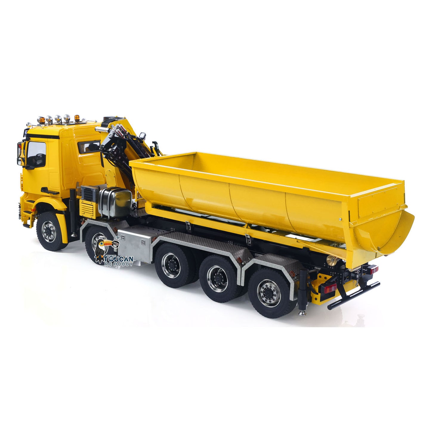 1/14 10x10 Remote Control Hydraulic Crane Dump Truck RC Full Dumper Rear Axle Lifting HobbyWing Brushed Motor 9CH Steel Valve