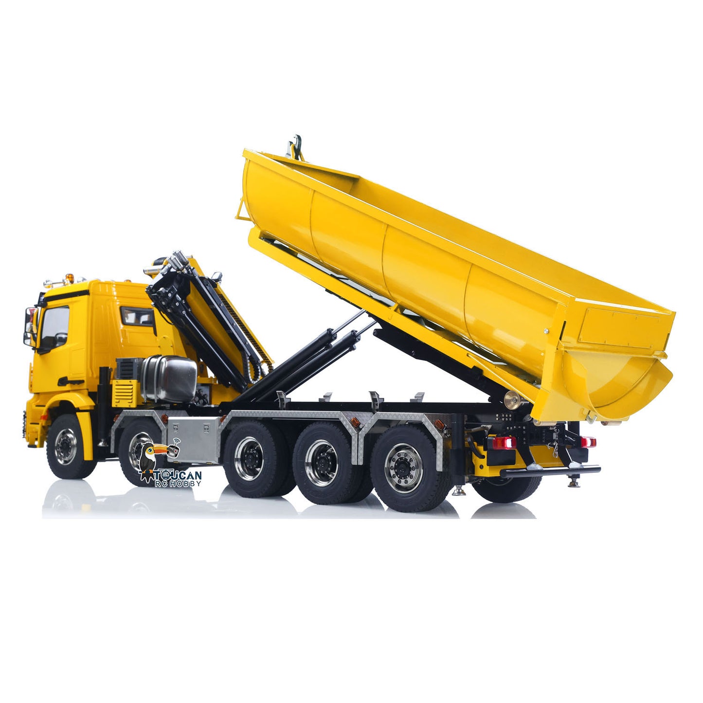 1/14 10x10 Remote Control Hydraulic Crane Dump Truck RC Full Dumper Rear Axle Lifting HobbyWing Brushed Motor 9CH Steel Valve