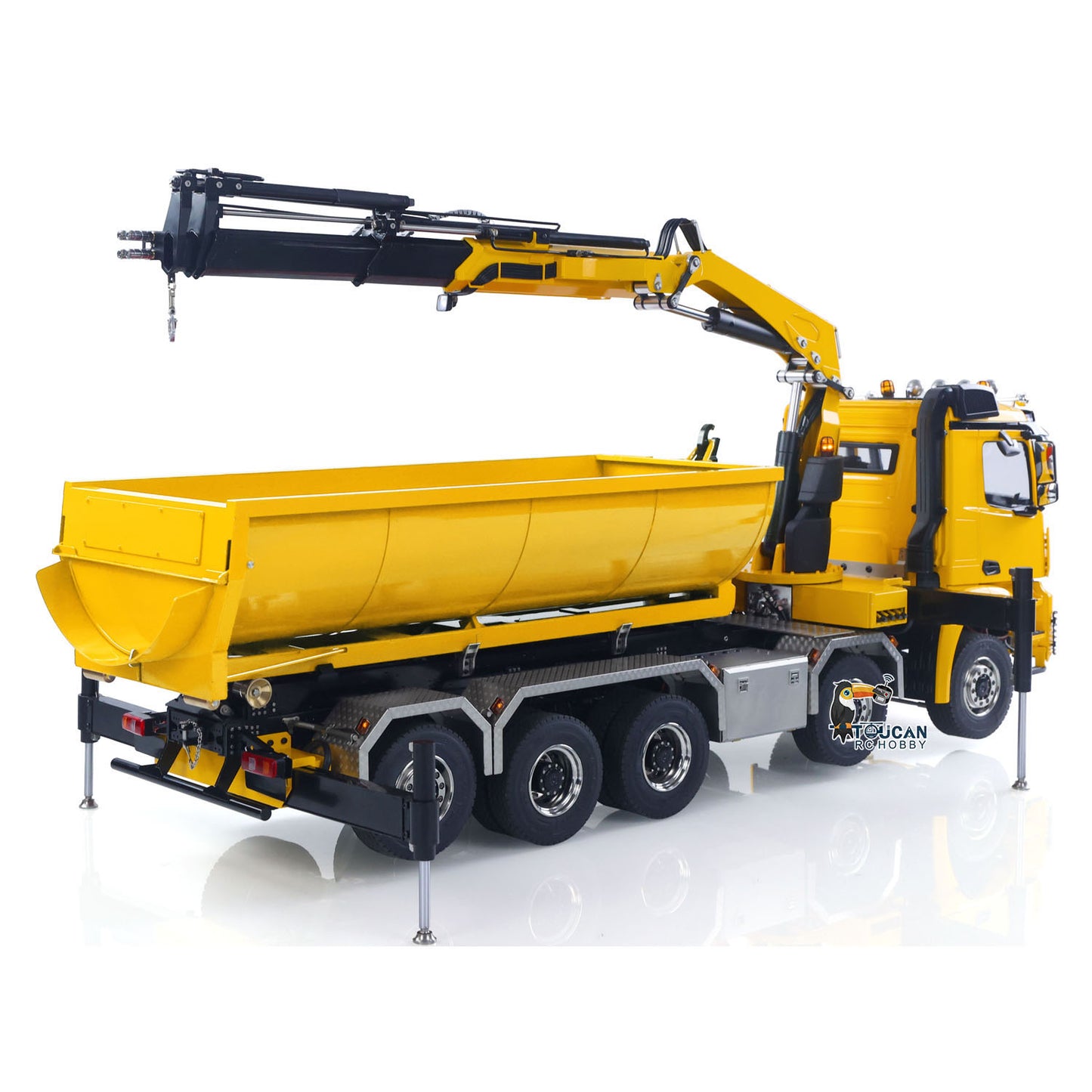 1/14 10x10 Remote Control Hydraulic Crane Dump Truck RC Full Dumper Rear Axle Lifting HobbyWing Brushed Motor 9CH Steel Valve