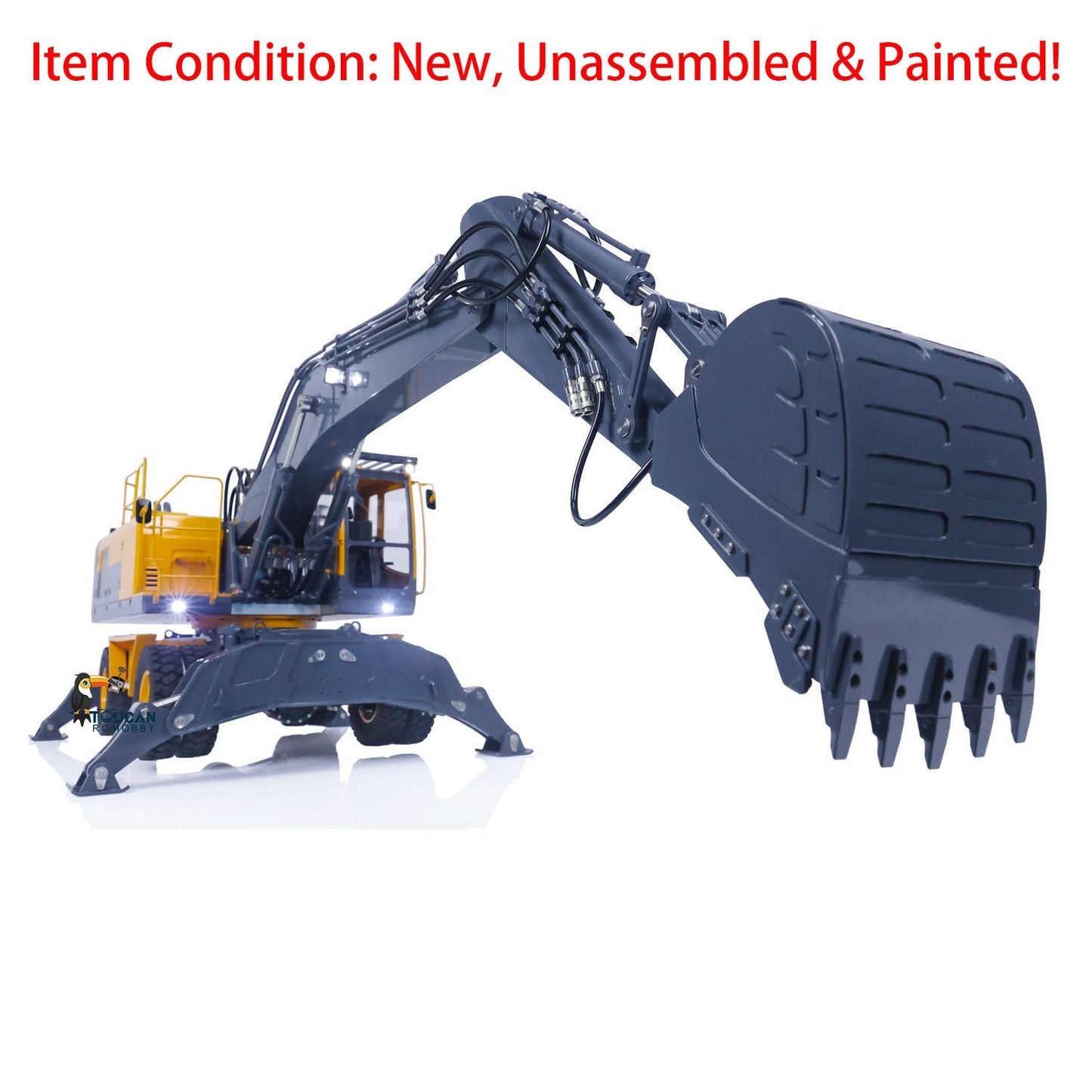 LESU 1/14Metal Hydraulic Aoue ET30H Wheeled Excavator RC Model Digger Quick Coupler Openable Bucket Small Bucket