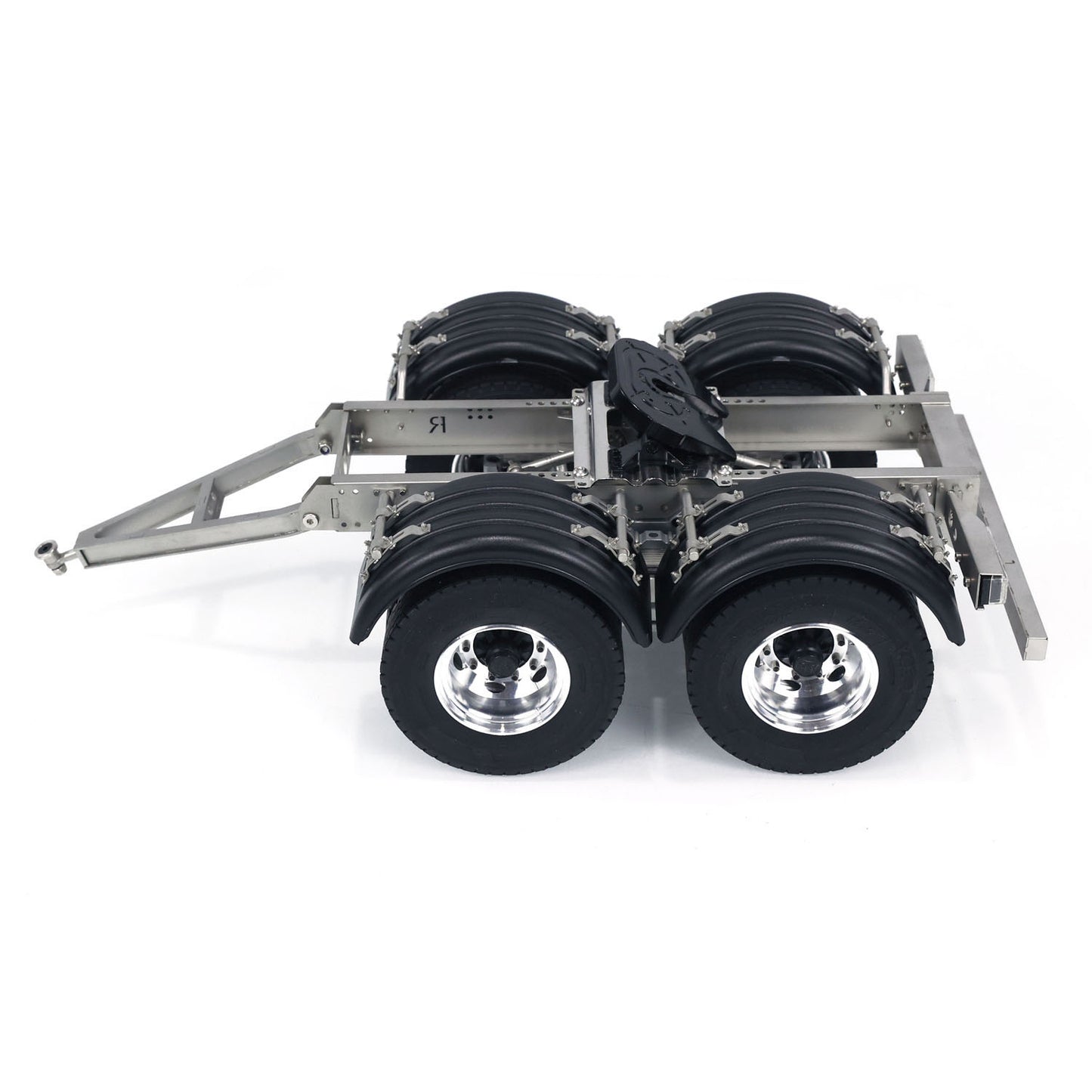 US STOCK 2 Axles 1/14 Metal Trailer with Fifth-wheel Traction for LESU RC Car Truck Model