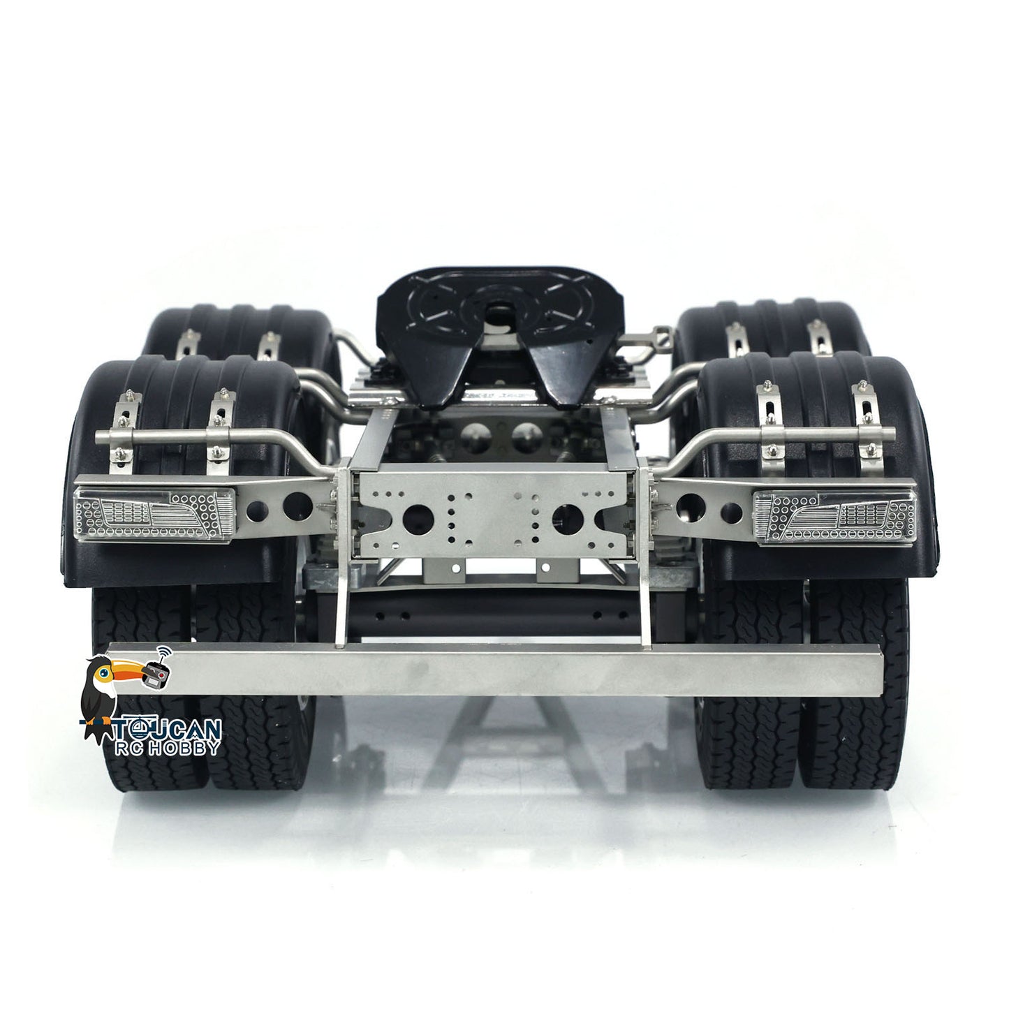 1:14 2 Axles Metal Trailer with Fifth-wheel Traction Assembled Unpainted for LESU RC Car Remote Control Truck Model