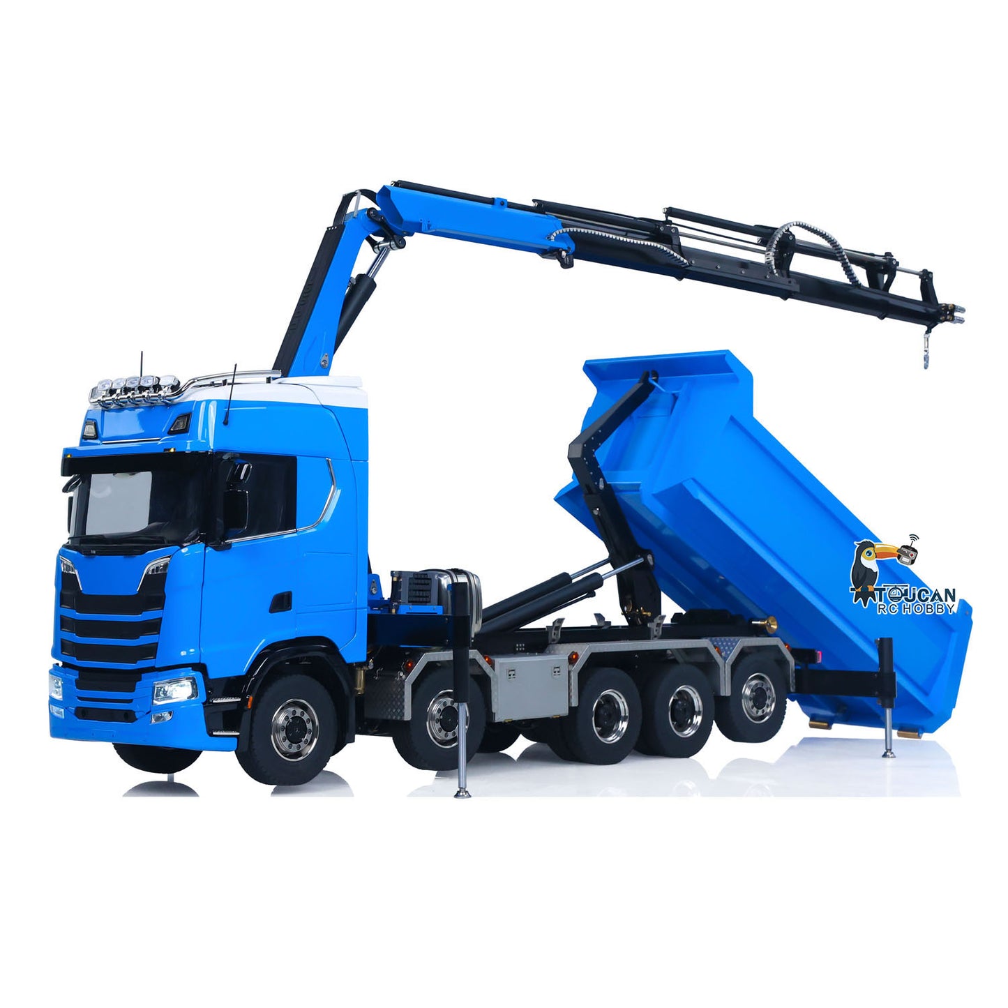 10x10 Metal Chassis 770S 1/14 RC Hydraulic Dump Truck Crane Full Tipper Machine