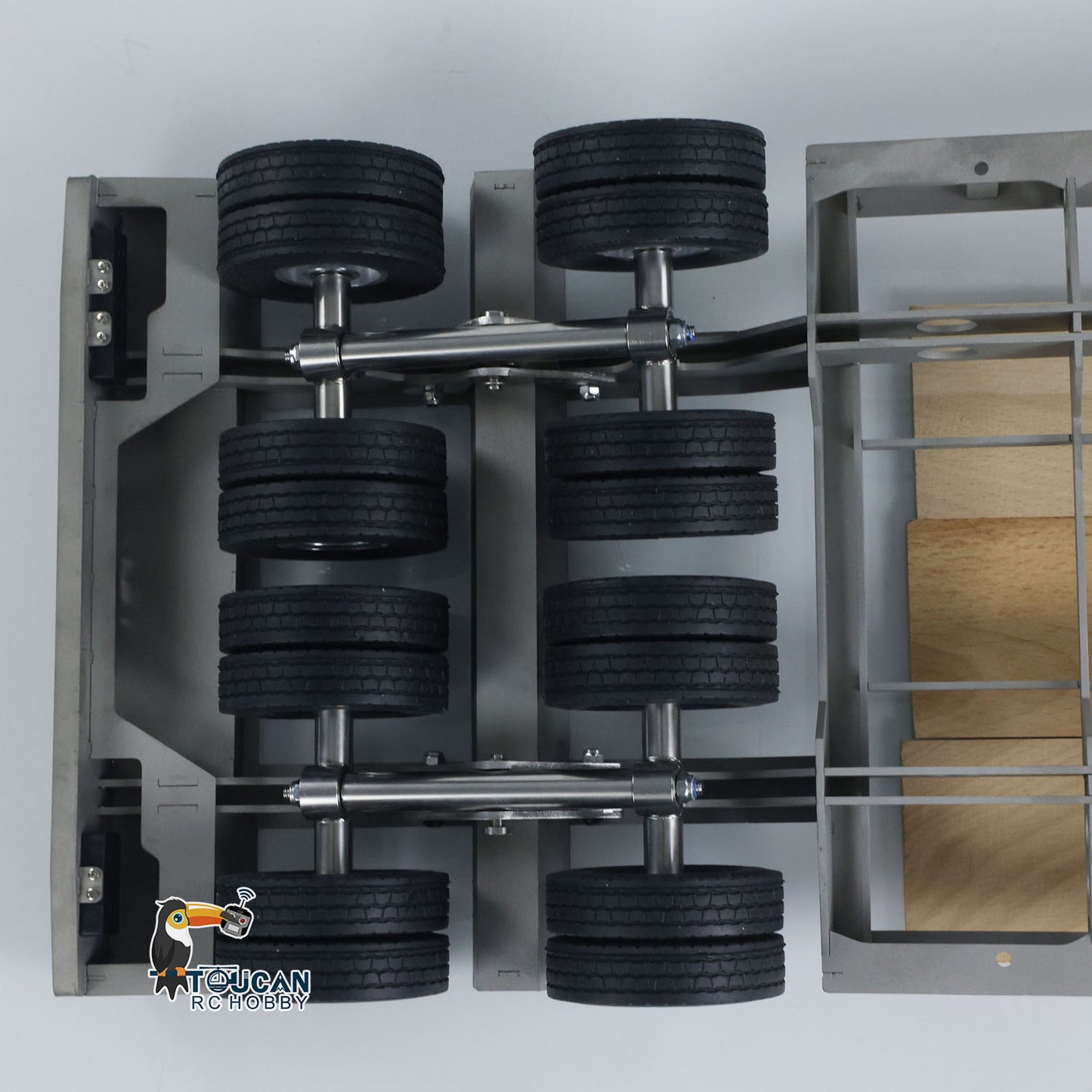 US Stock LESU 872MM Metal Wood 4Axles Trailer for 1/14 RC TAMIYA Tractor Truck DIY Model