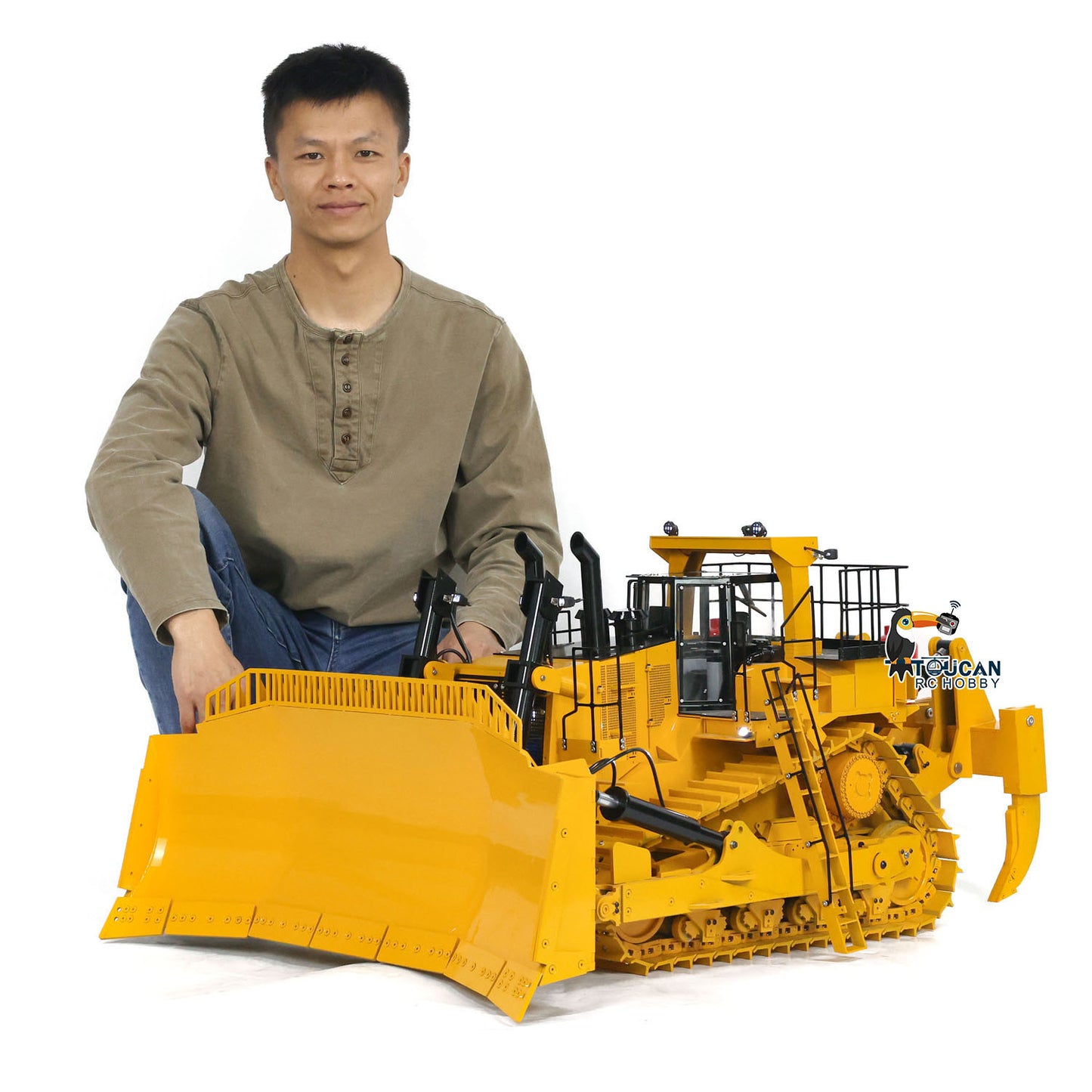 110KG! D11T 1/10 RC Hydraulic Bulldozer Heavy Duty Metal Radio Control Giant Dozers 3 Plows Ready to Run