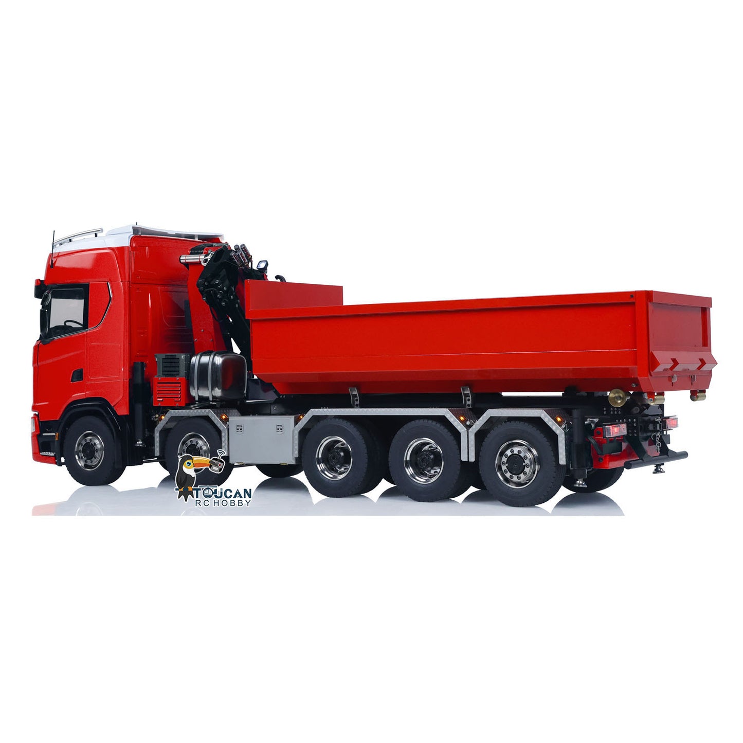 SA770S Metal 1/14 RC Hydraulic Crane Dump Truck 10X10 Radio Controlled Full Dumper Car Frsky XE Lite Light Sound Painted Model