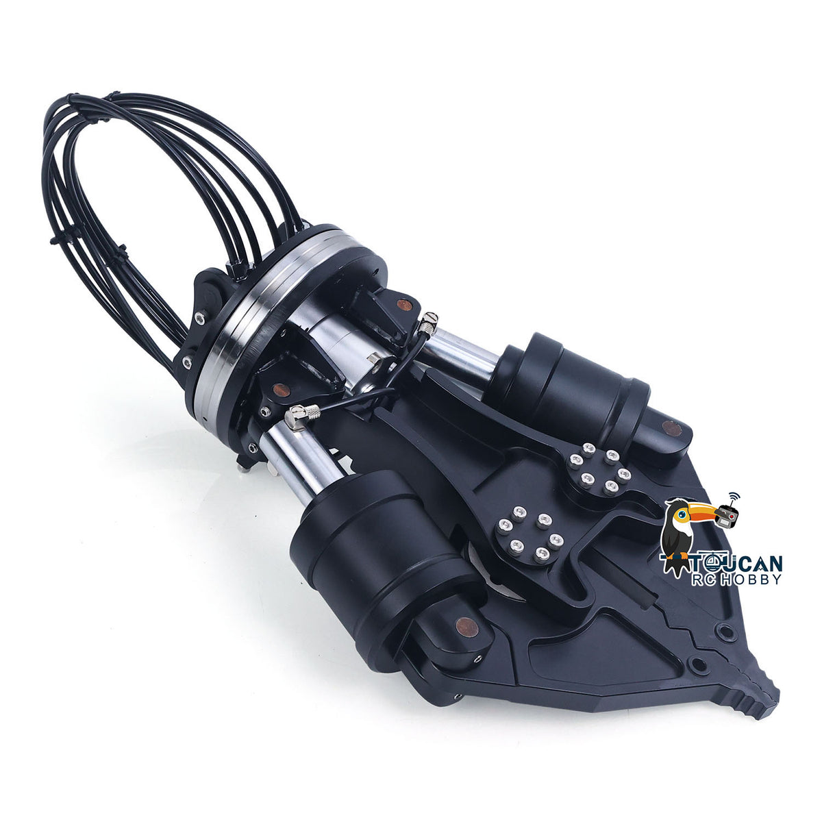 1/12 RC Hydraulic Excavator Attachments Metal Electric Hammer Hydraulic Shear Grille Bucket Rake Ripper Grading Bucket Set for C395 LR976 EC650