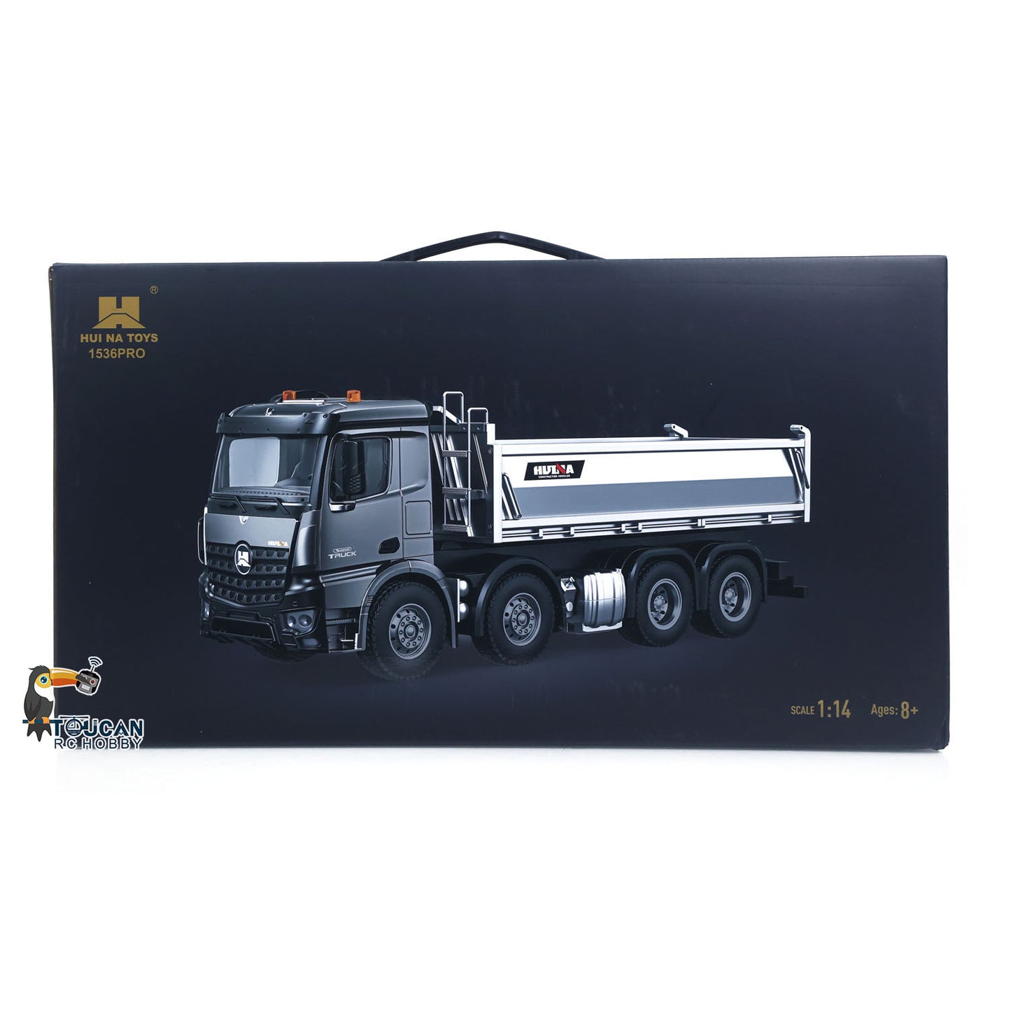 US STOCK HUINA 1/14 Remote Control Dump Truck 12CH RC Tipper Finished Model Toy Gift RTR Light Sound Effects Radio USB Charging Cable