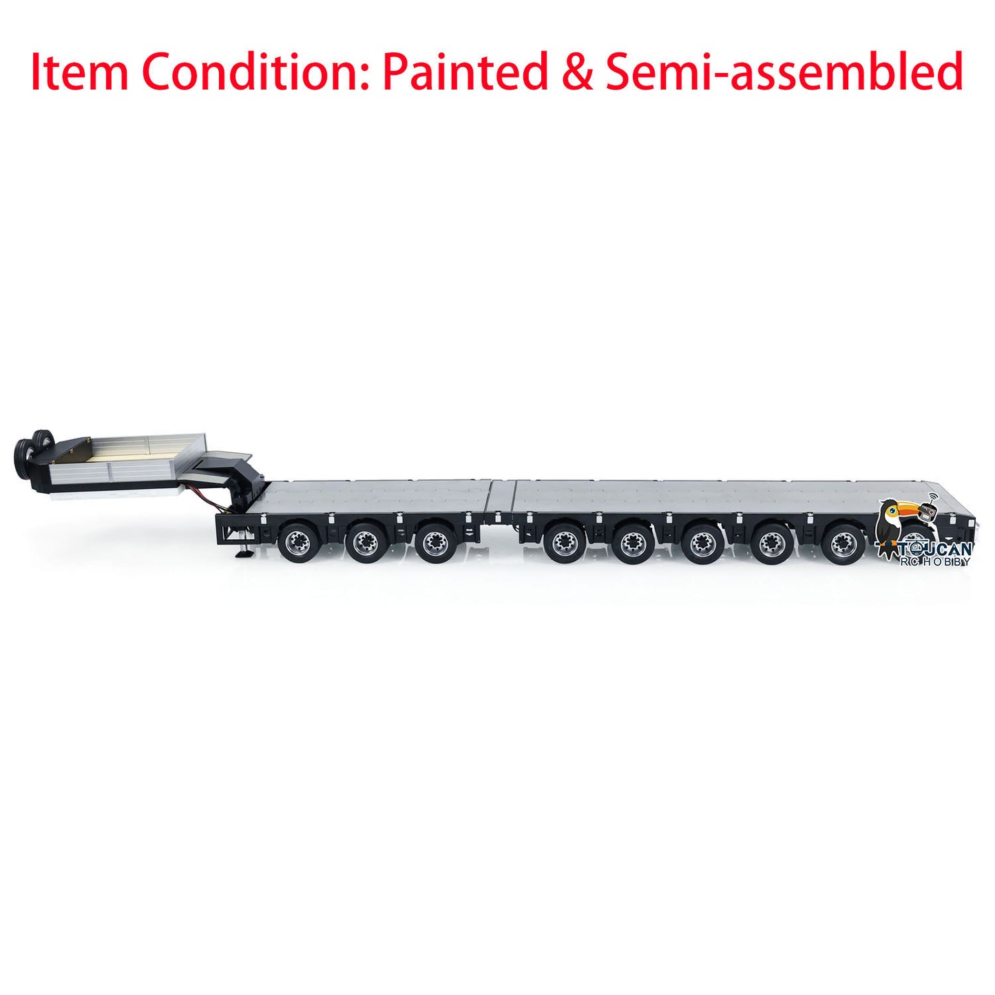 185CM! 9 Axles Metal Trailer 1/14 3+6 Extendible Lowboy Trailer for RC Tractor Truck TAMIYA LESU Remote Controlled Car LED Lights